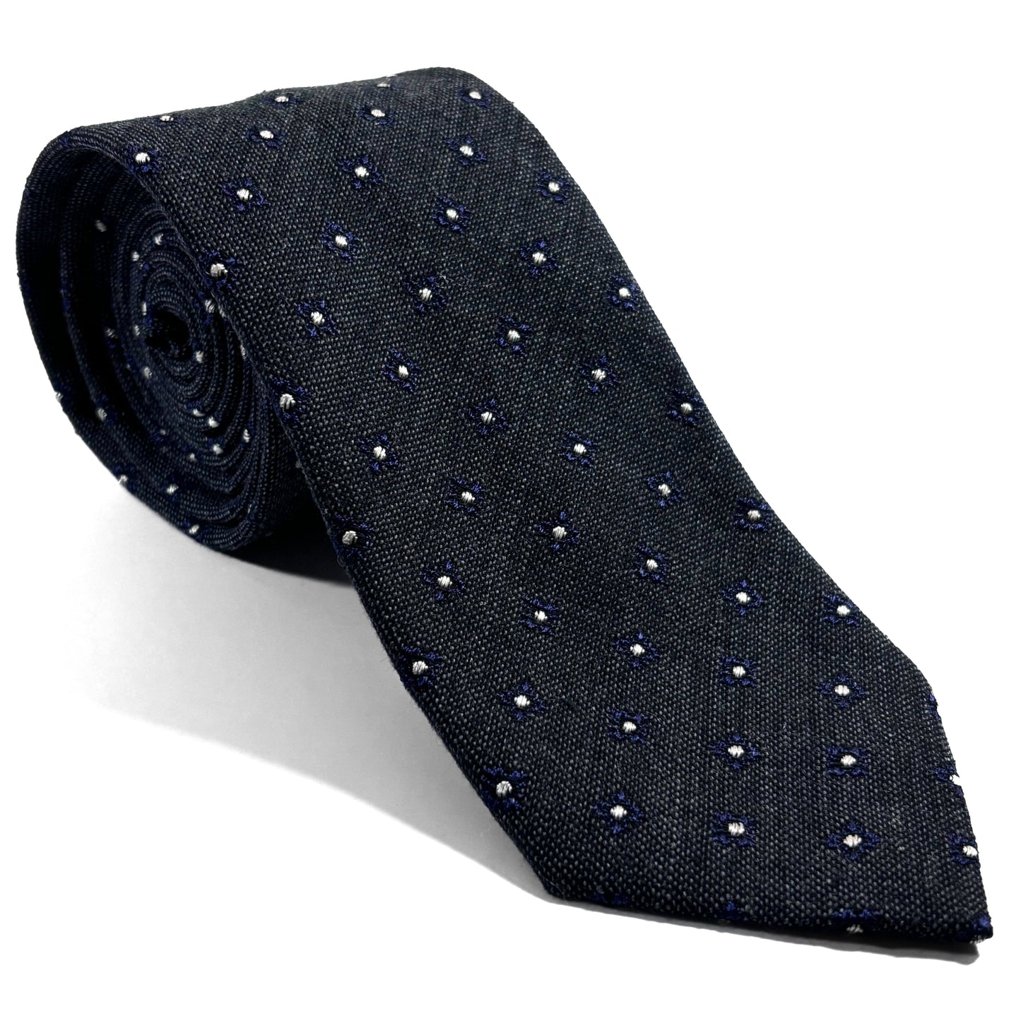 Charcoal Gray Floral Wool/Silk Jacquard Tie