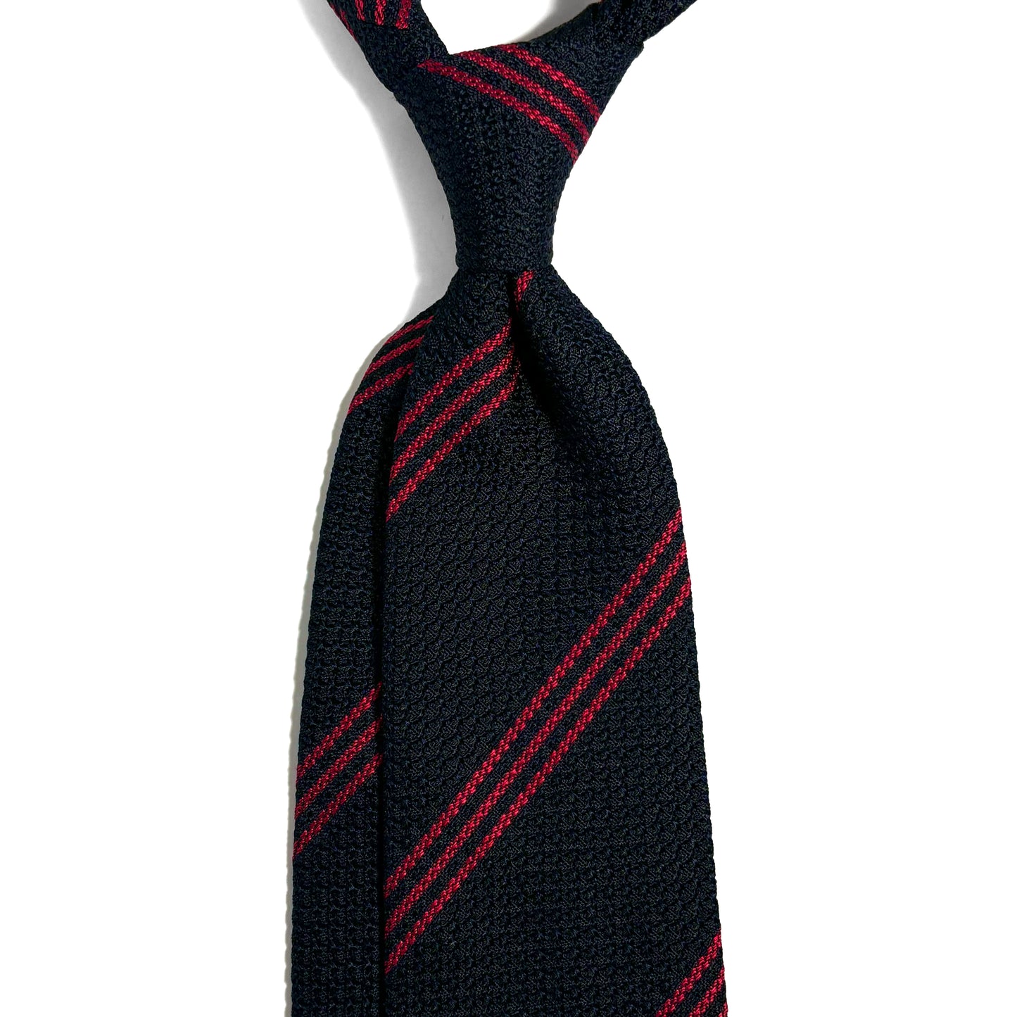 Black & Red Striped Silk Grenadine Tie (Garza Grossa)