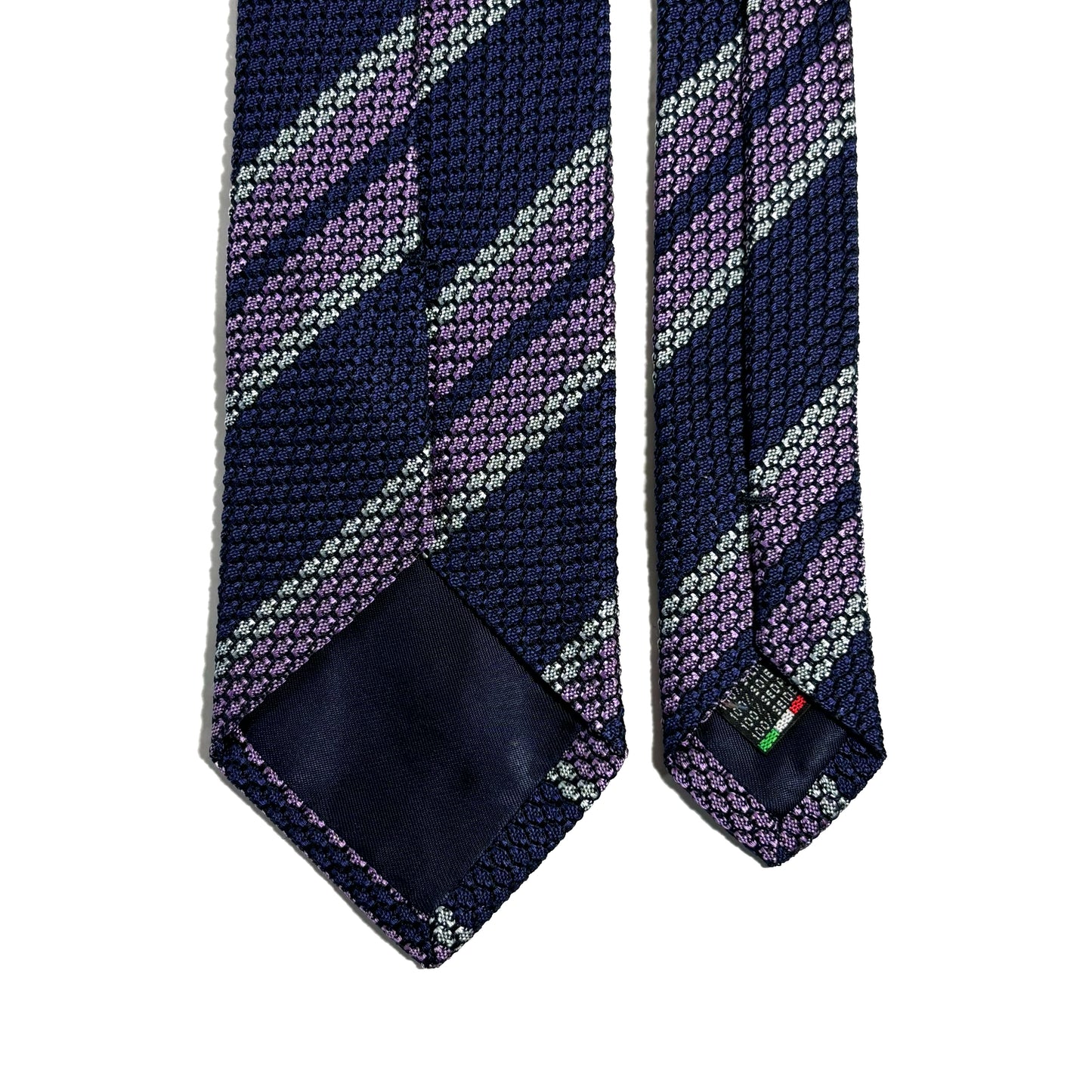 Purple & Lilac Striped Silk Grenadine Tie (Garza Grossa)