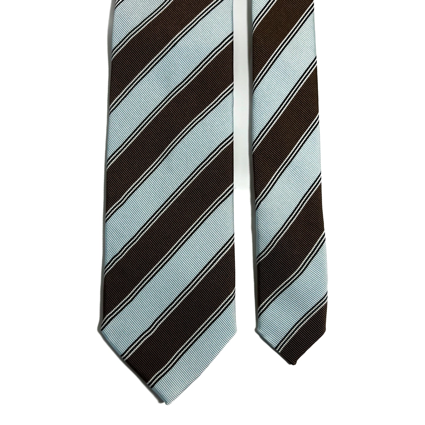 Light Blue & Brown Striped Silk Repp Tie
