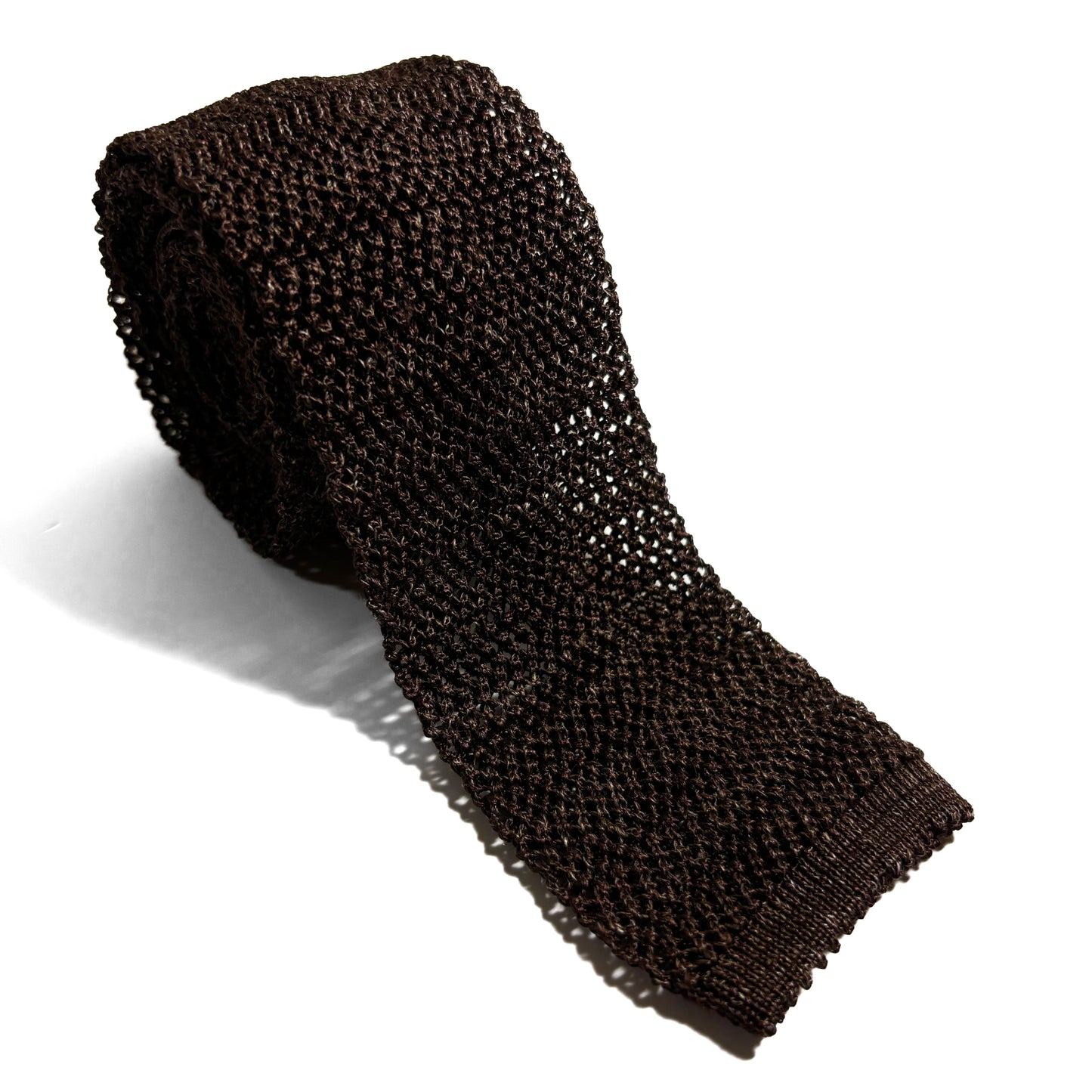 Zig-Zag Brown Silk/Linen Knitted Tie