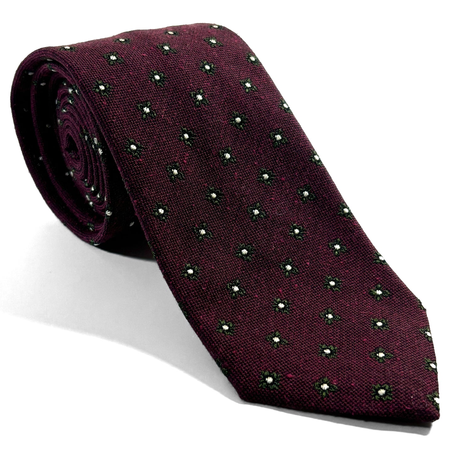 Burgundy Floral Wool/Silk Jacquard Tie