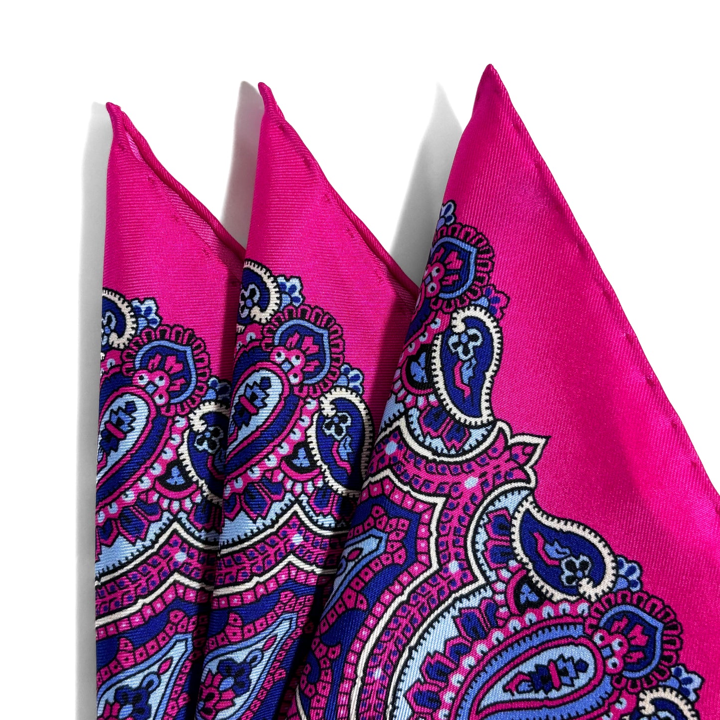 Fuchsia Pink Floral Paisley Silk Pocket Square