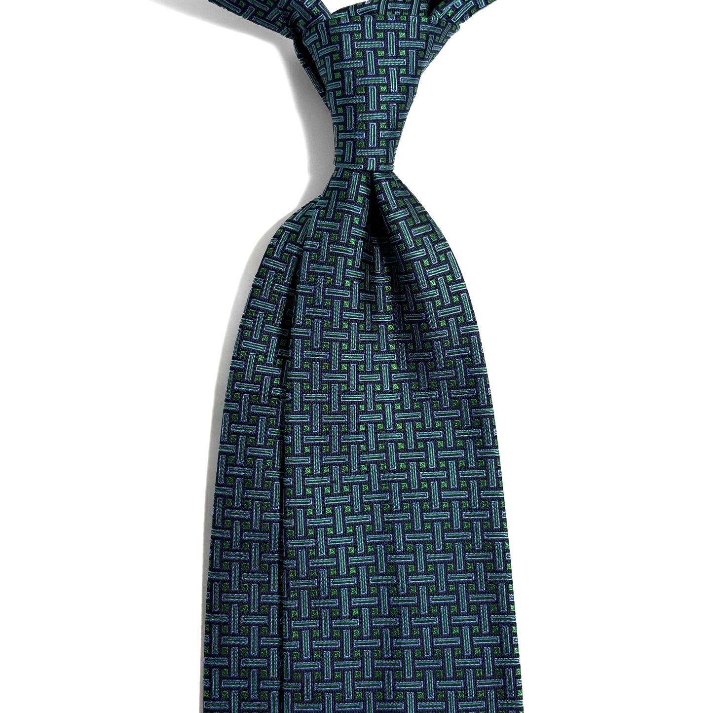 Turquoise Geometric Jacquard Silk Tie