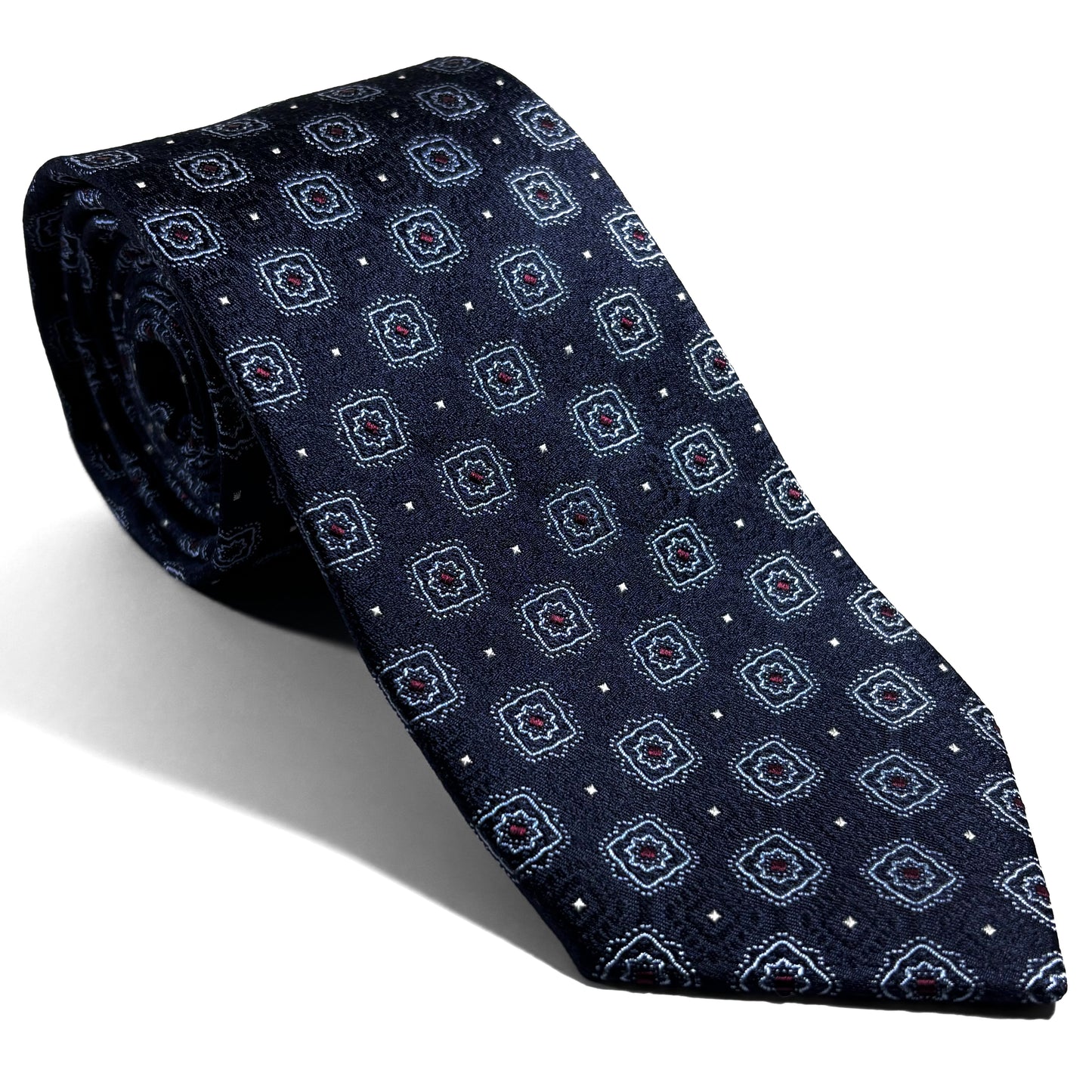 Navy Blue Geometric Silk Jacquard Tie