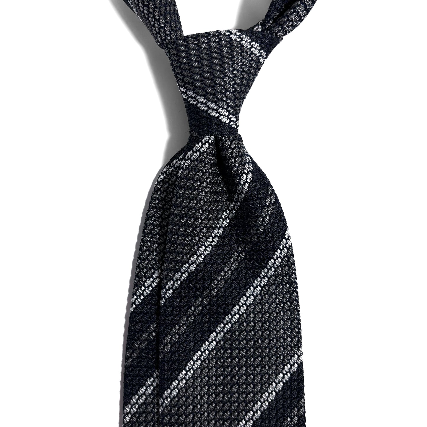 Gray Striped Silk Grenadine Tie (Garza Grossa)