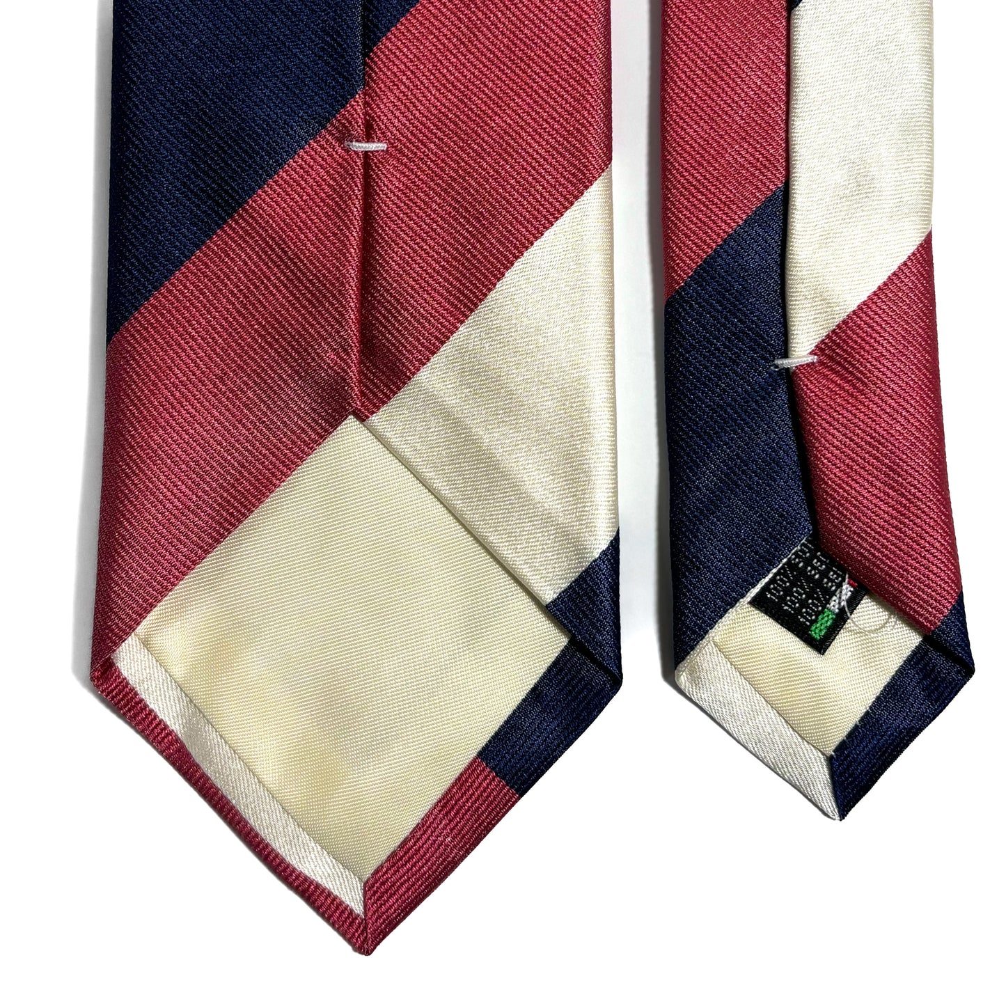 Red / Navy Blue / Ivory Striped Silk Repp Tie