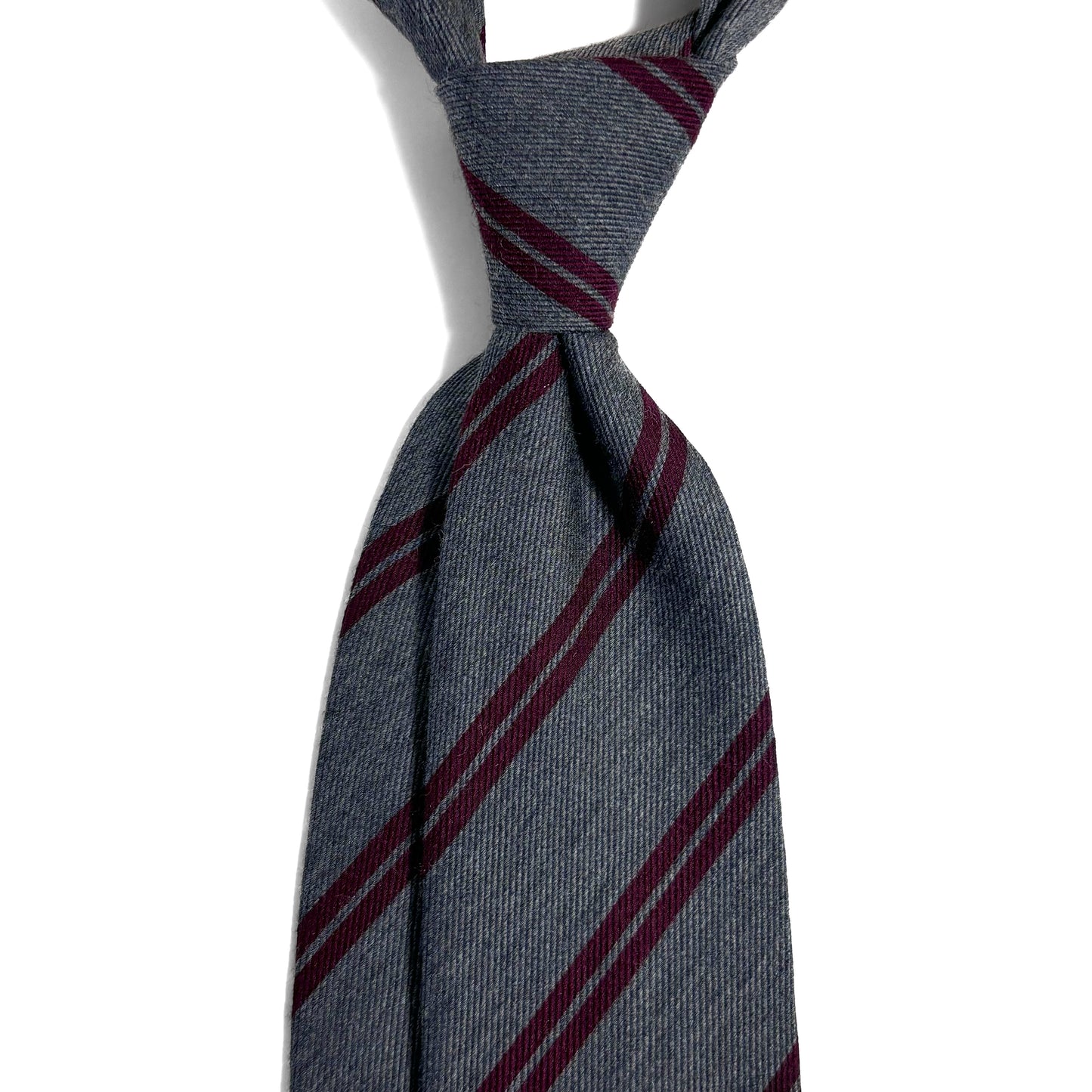 Gray & Burgundy Striped Wool Challis Tie