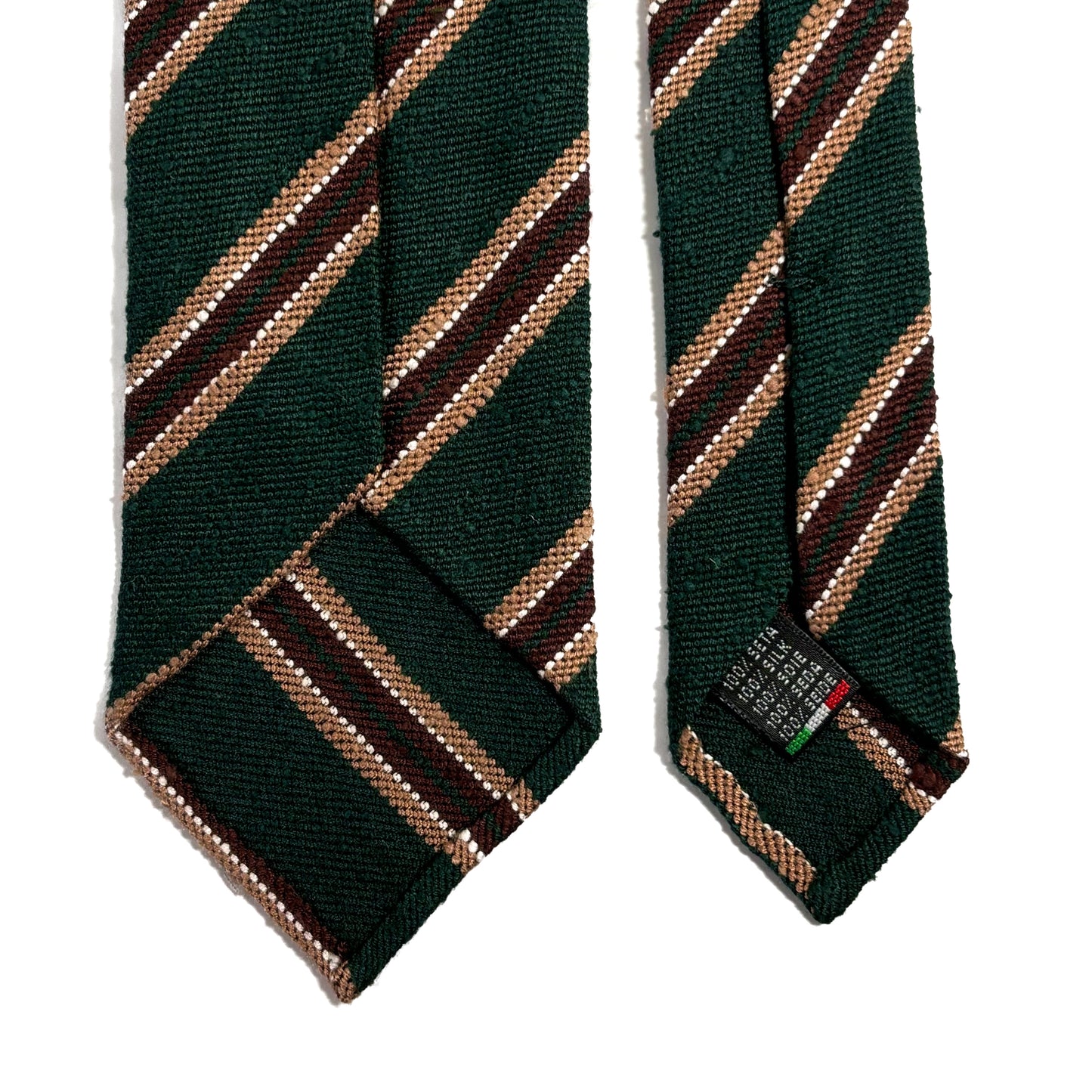 Luxury Forest Green Stripe Untipped Silk Shantung Tie