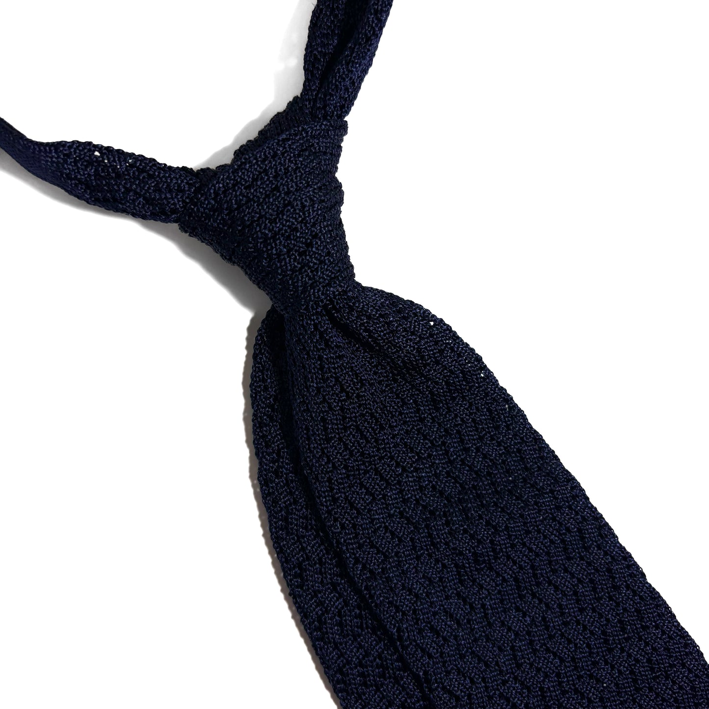 Zig-Zag Navy Blue Silk Knitted Tie