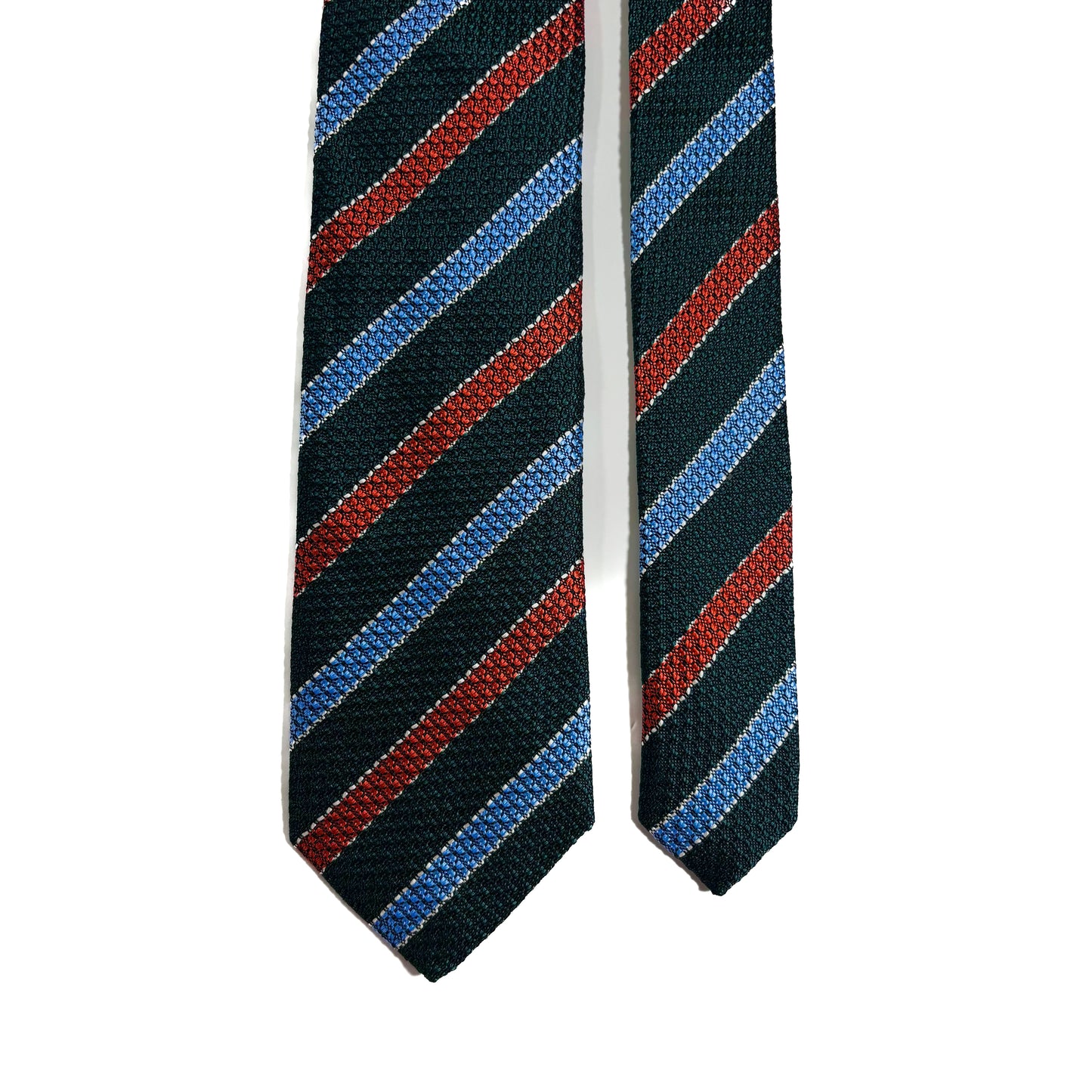 Bottle Green Striped Silk Grenadine Tie (English Weave)