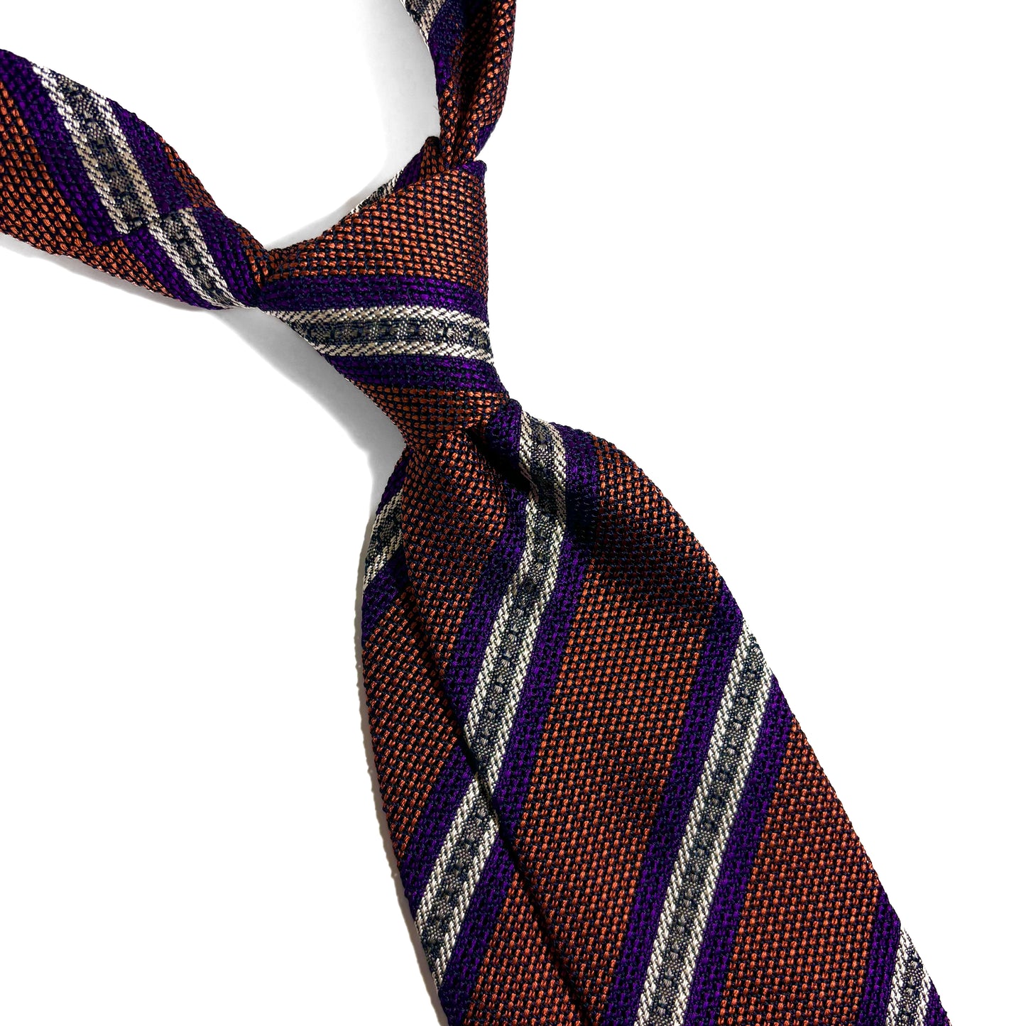 Orange Striped Italian Silk Grenadine Tie