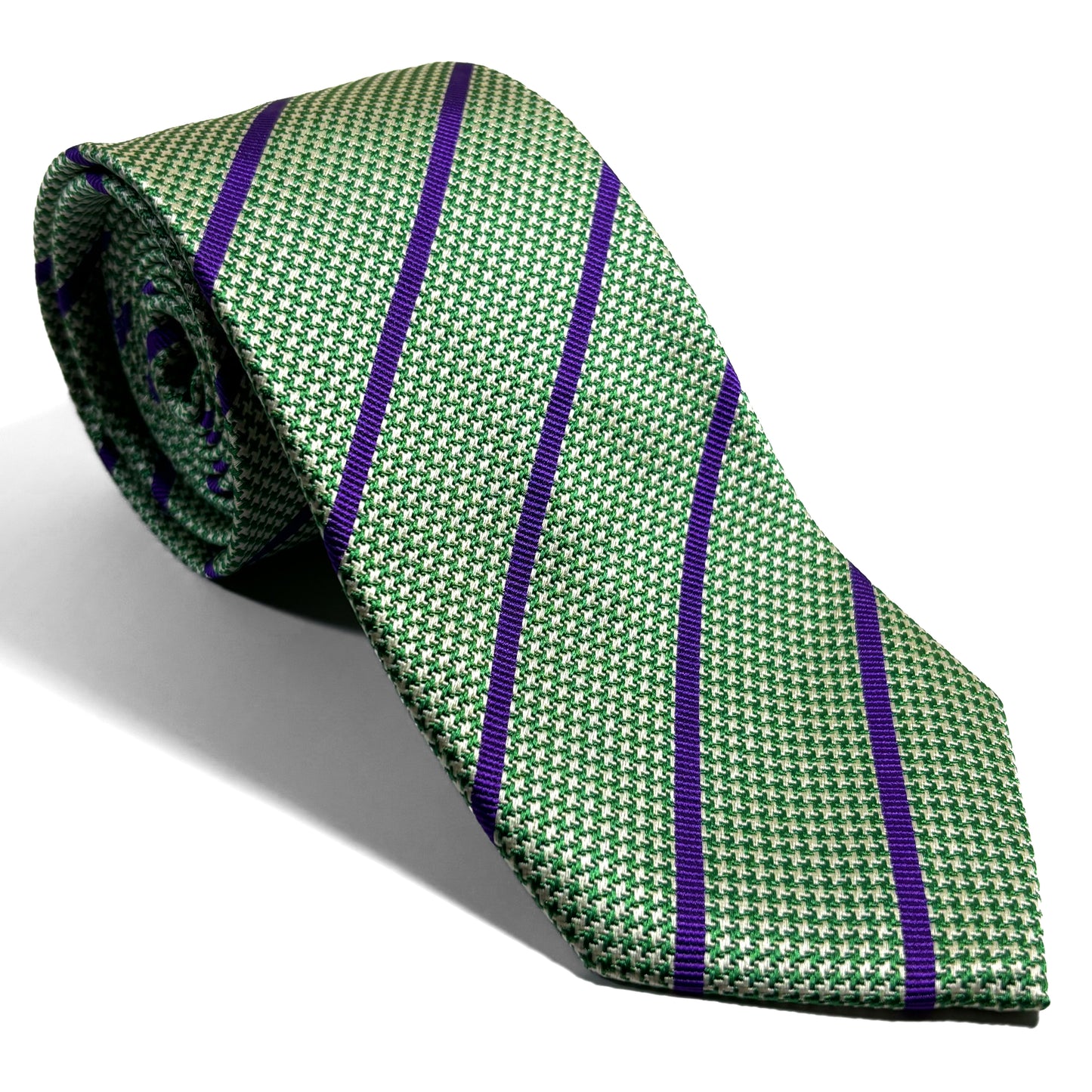 Green & Purple Striped Silk Jacquard Tie
