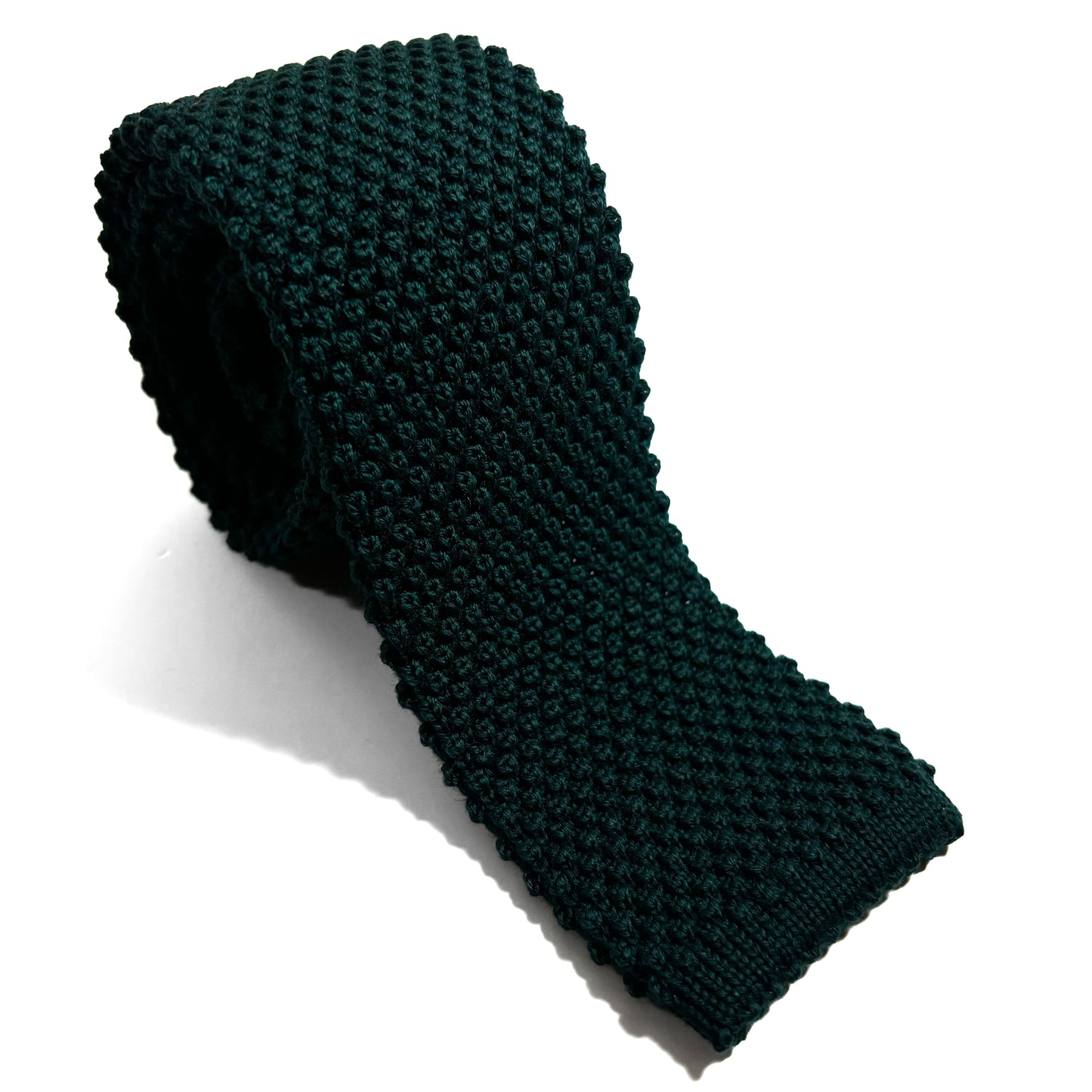 Large Knot Forest Green Wool Knitted Tie
