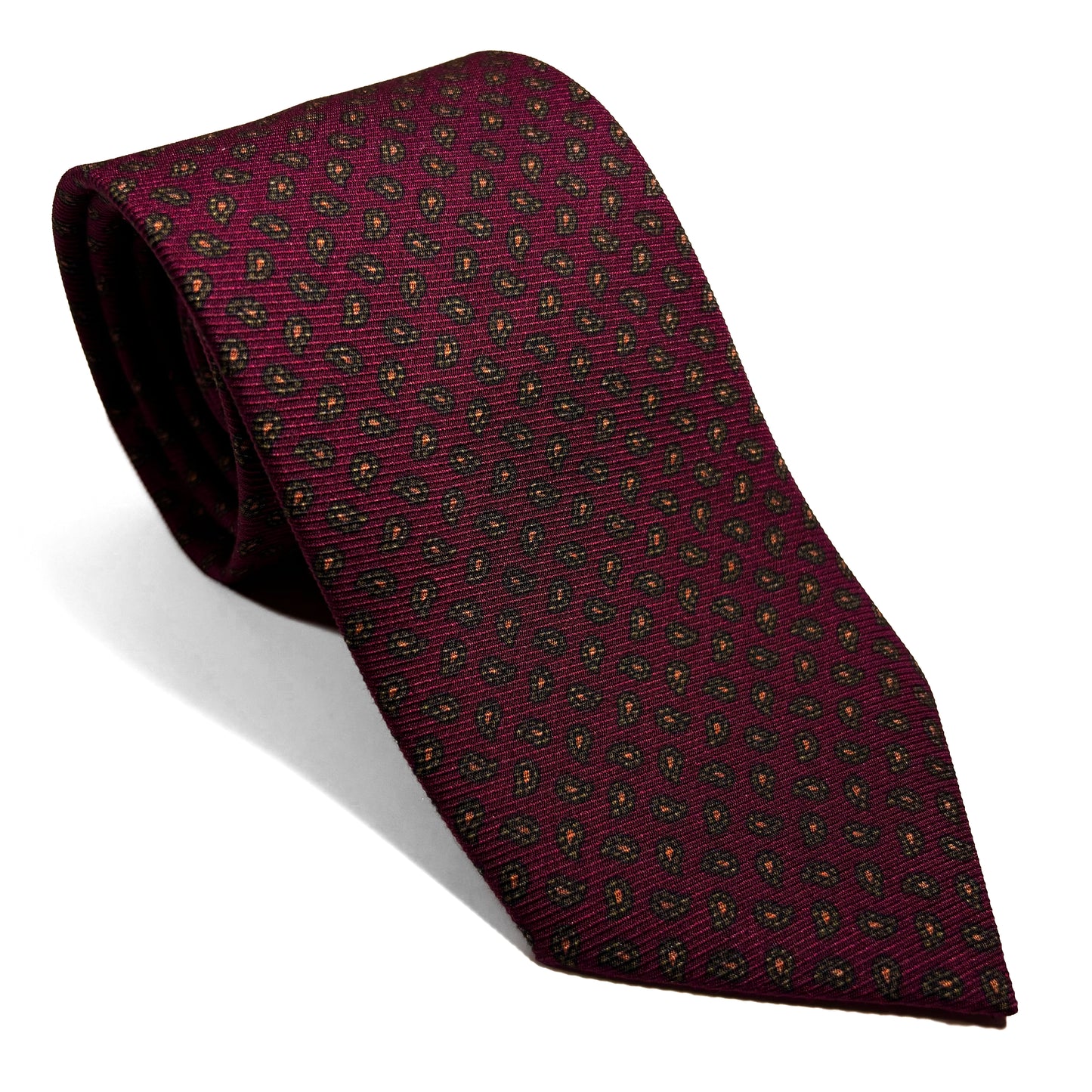 Burgundy Small Paisley Italian Madder Silk Tie