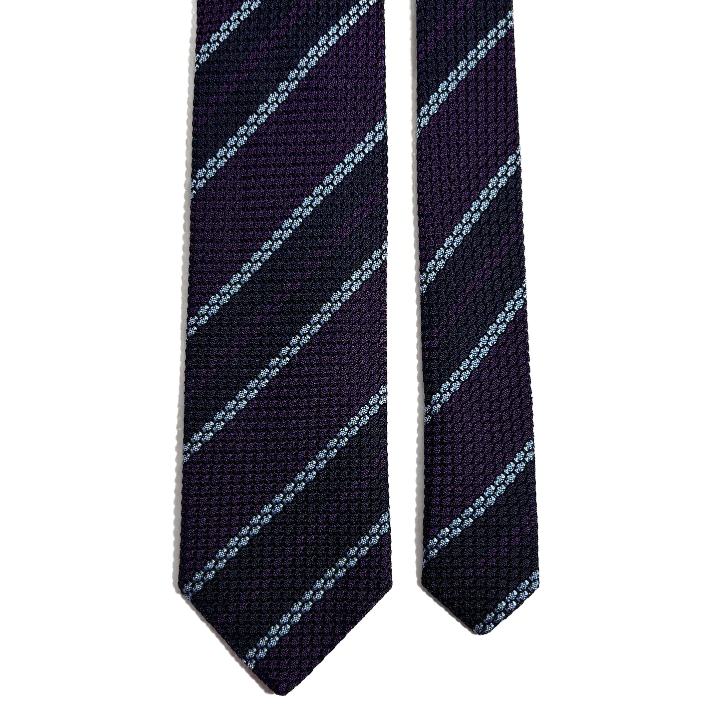 Purple & Navy Blue Striped Silk Grenadine Tie (Garza Grossa)