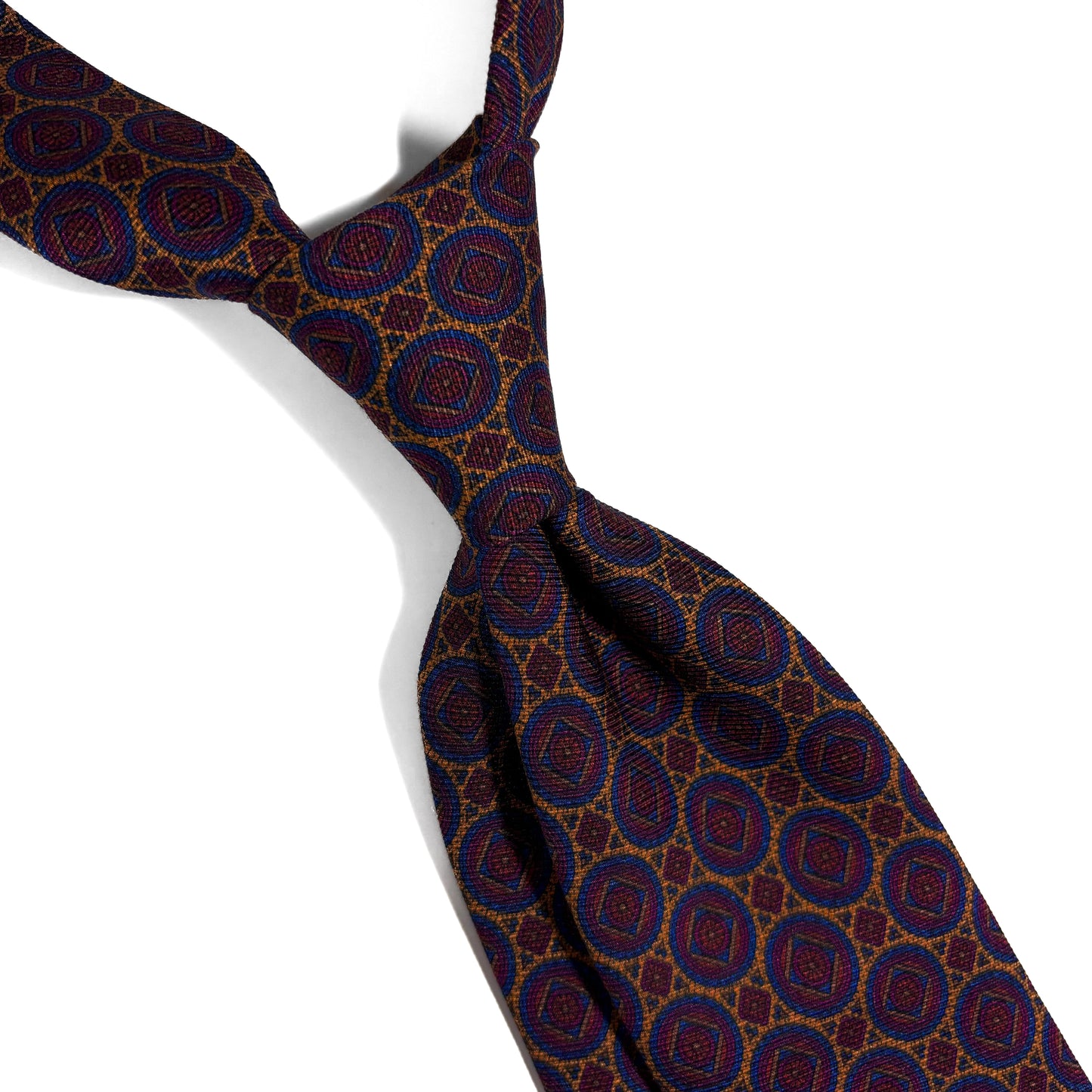 Copper Orange Medallion Italian Madder Silk Tie