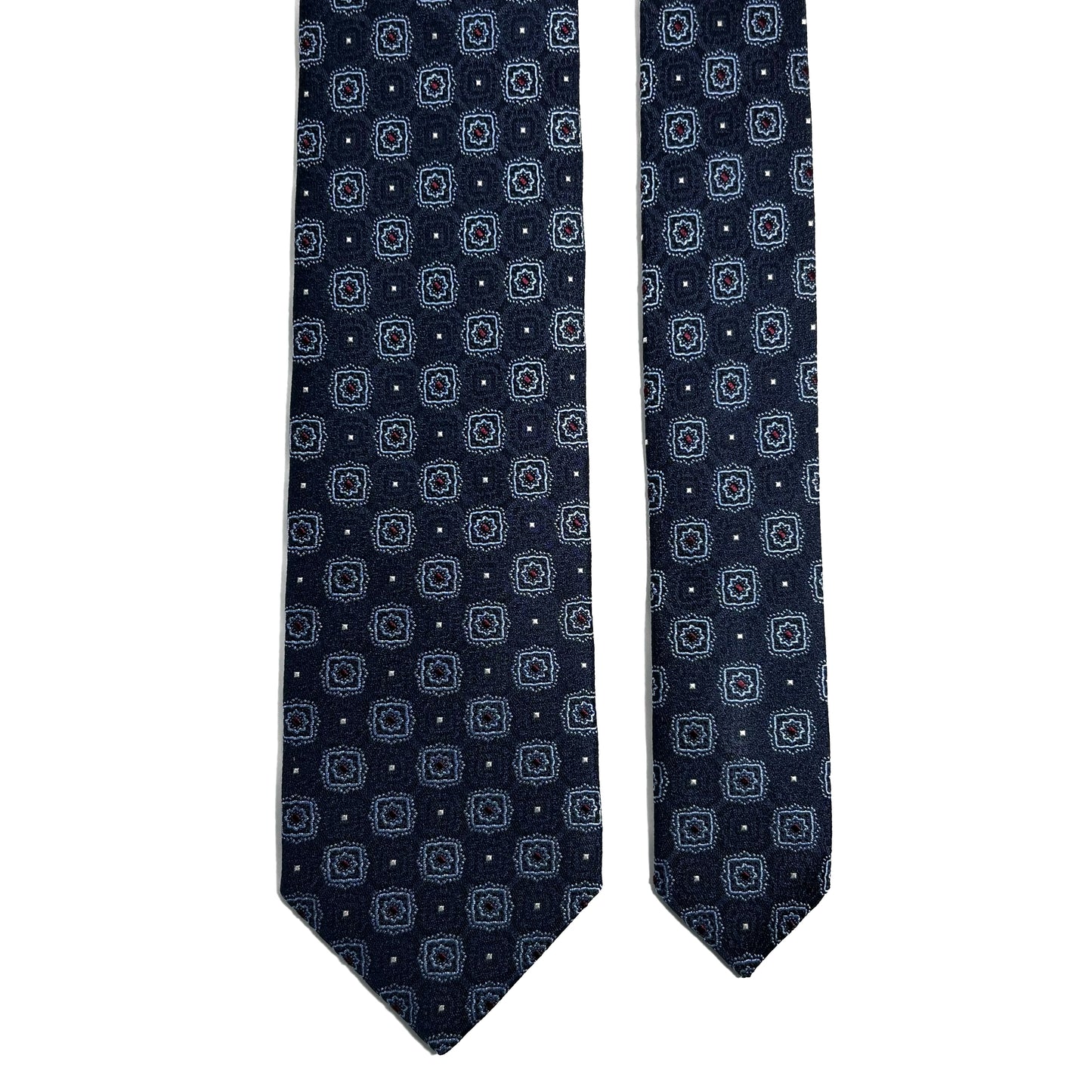 Navy Blue Geometric Silk Jacquard Tie