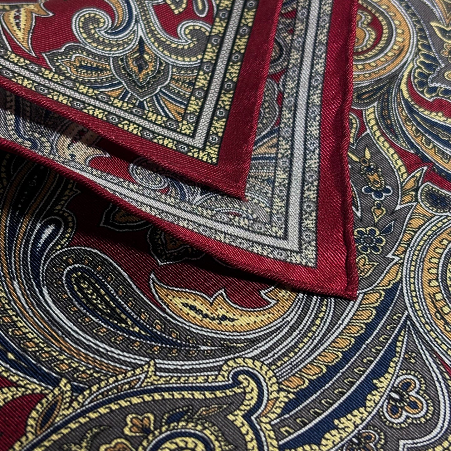 Burgundy Paisley Silk Pocket Square