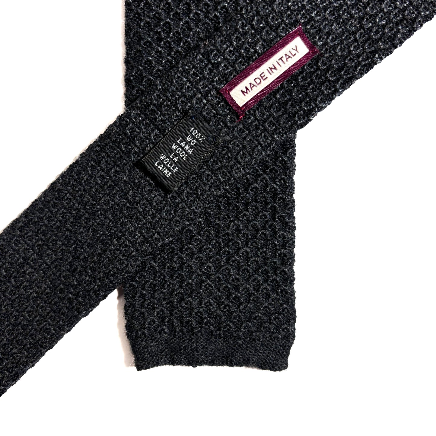 Large Knot Charcoal Gray Wool Knitted Tie