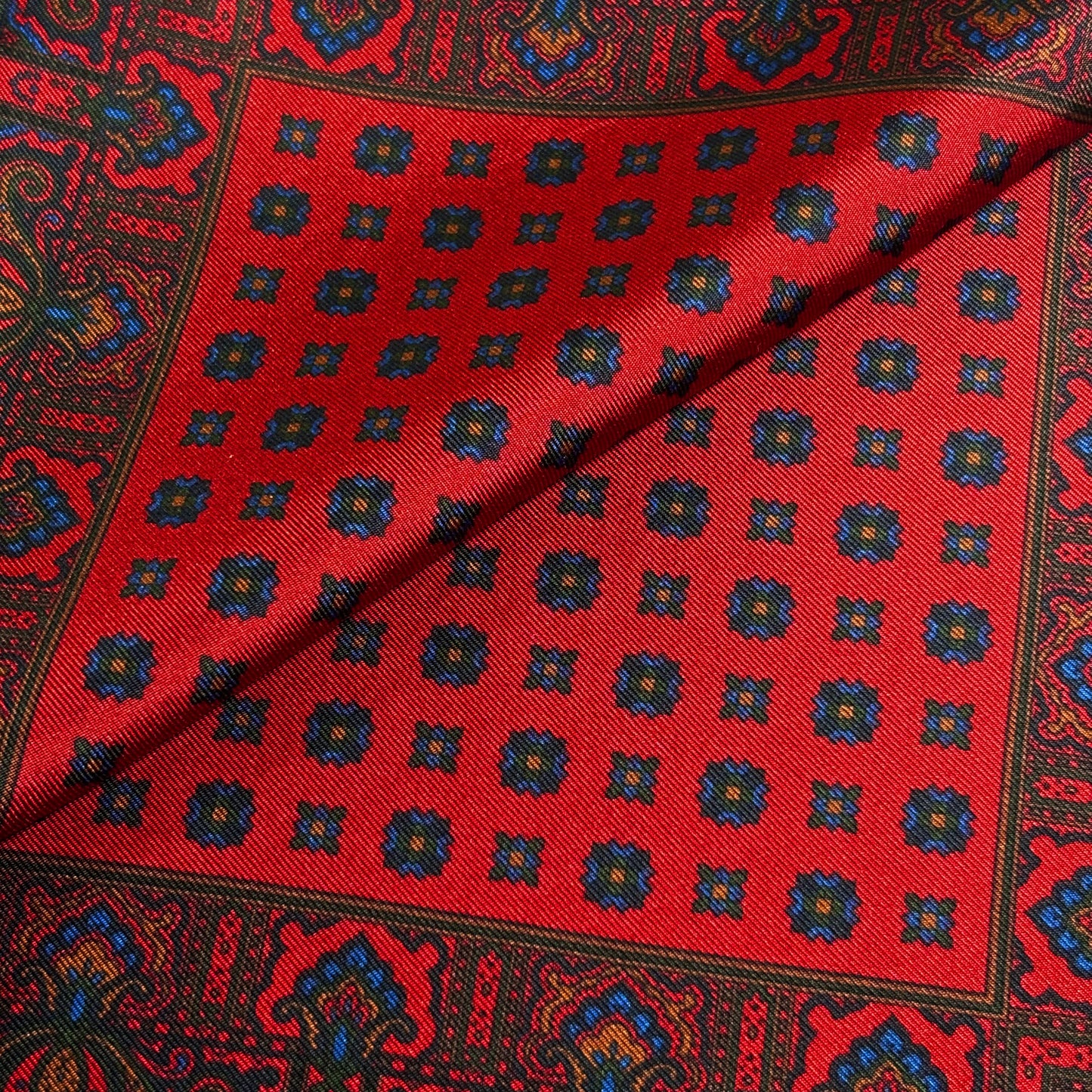 Red Floral Ancient Madder Silk Pocket Square