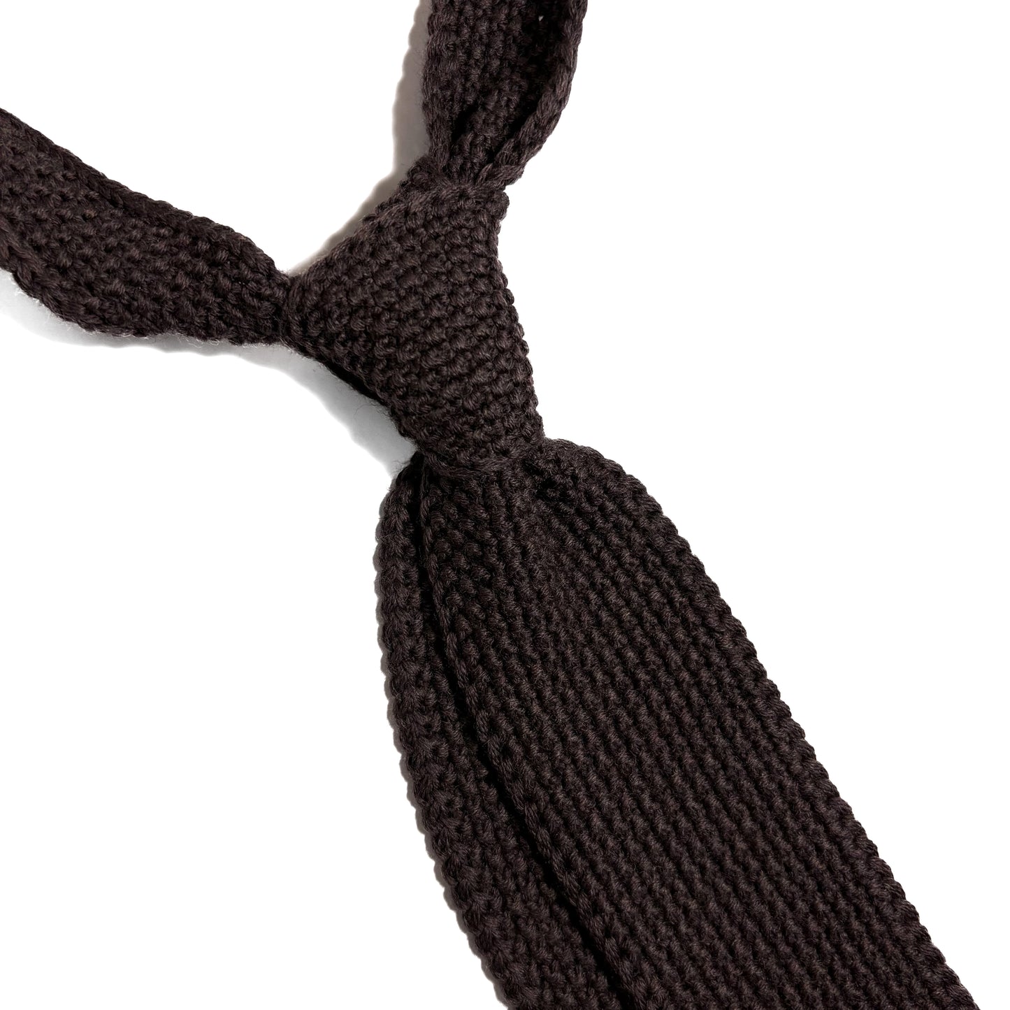 Large Knot Dark Brown Wool Knitted Tie