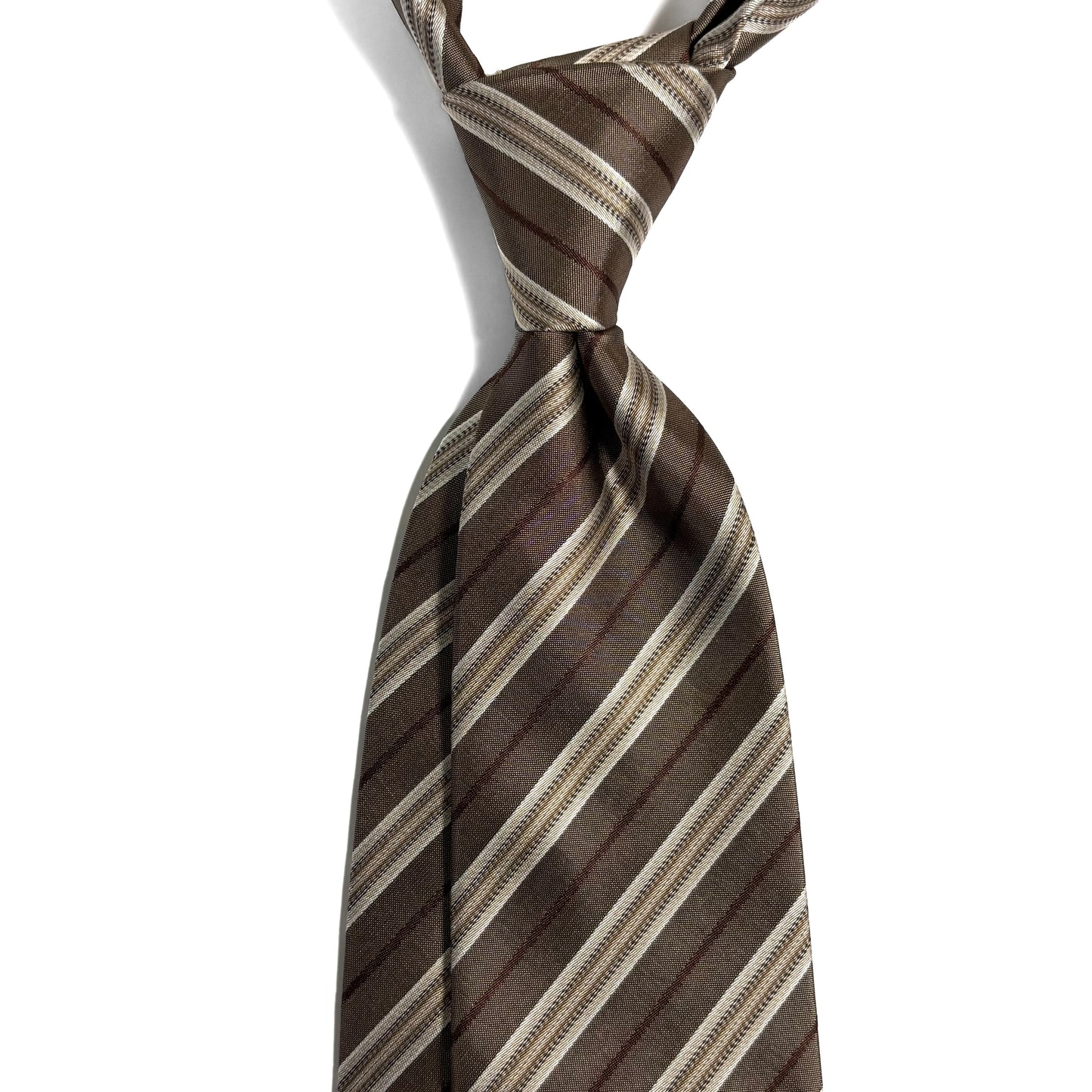 Brown Striped Silk Jacquard Tie