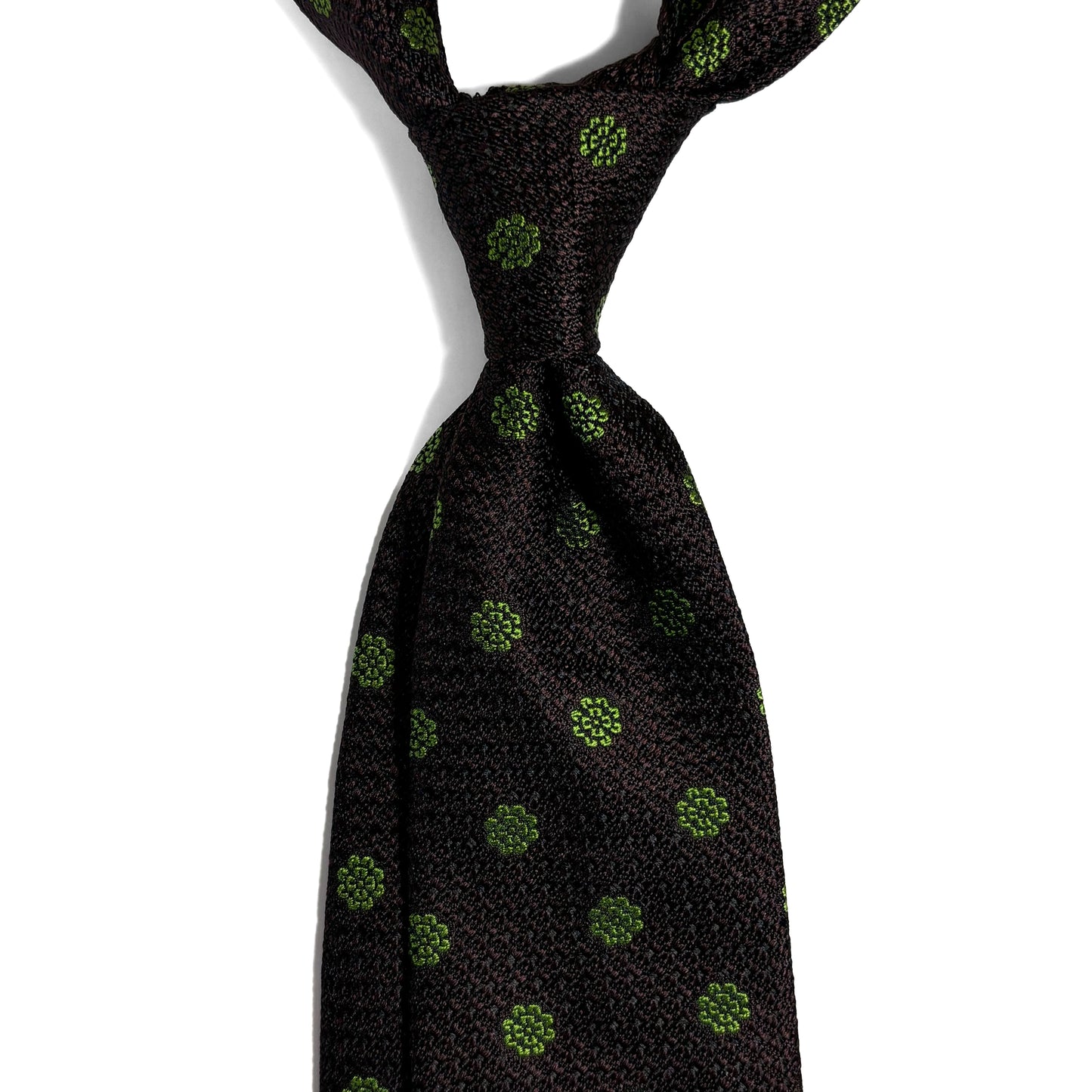 Brown Floral Silk Grenadine Tie (English Weave)