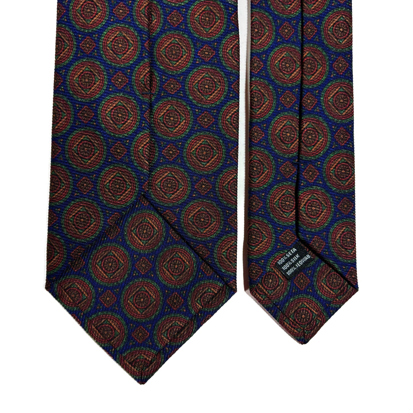 Blue Medallion Italian Madder Silk Tie