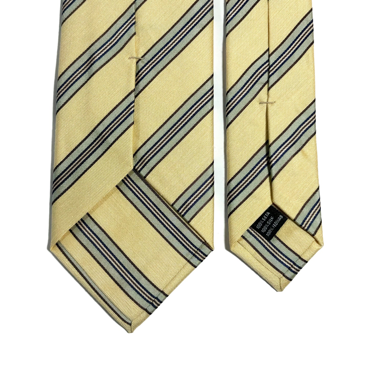 Cream Yellow Striped Silk Jacquard Tie