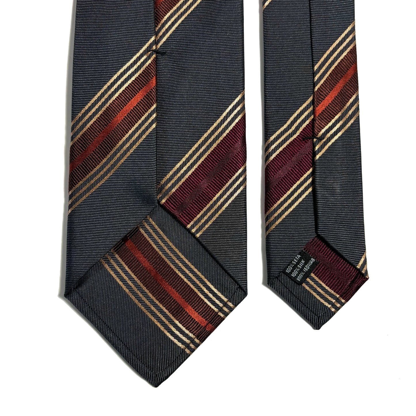 Gray & Burgundy/Copper Striped Silk Jacquard Tie