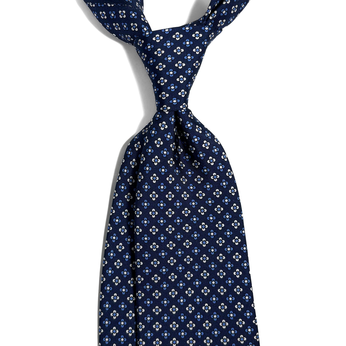 Navy Blue Small Floral Silk Tie