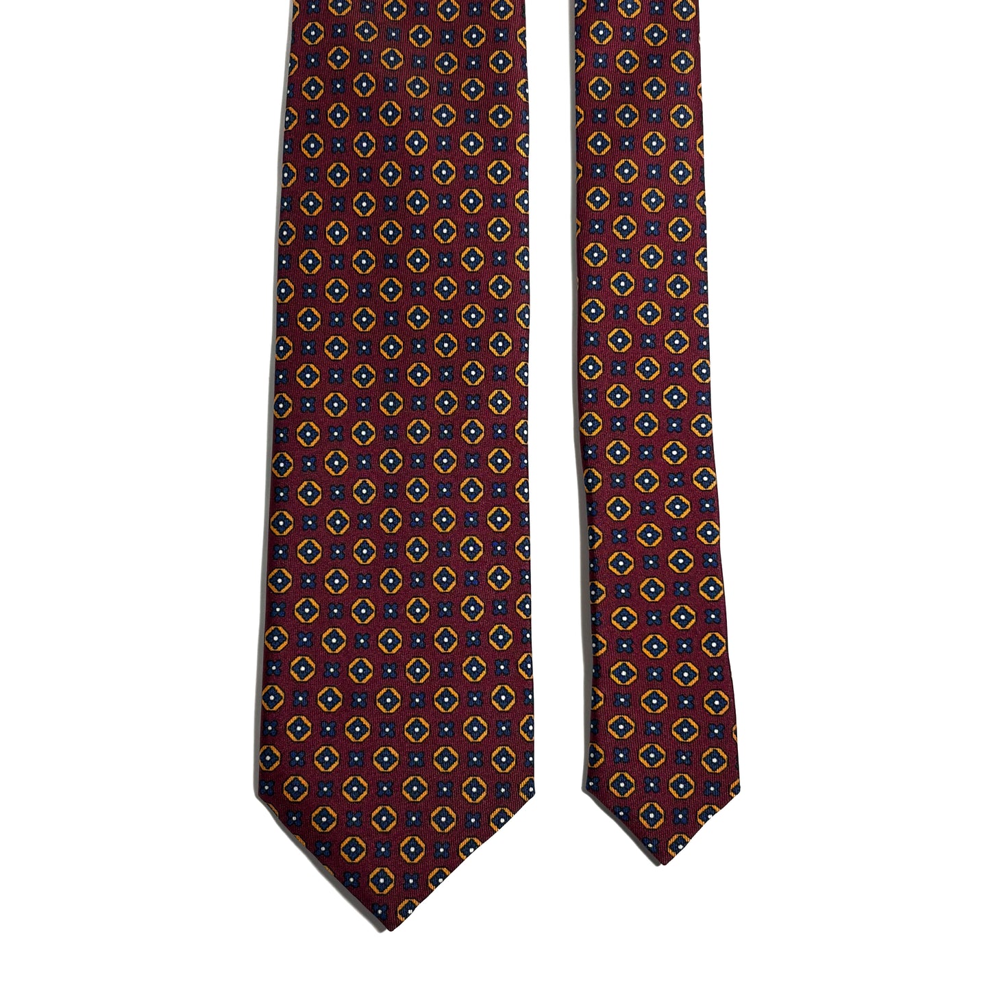 Burgundy Geometric Printed Silk Tie