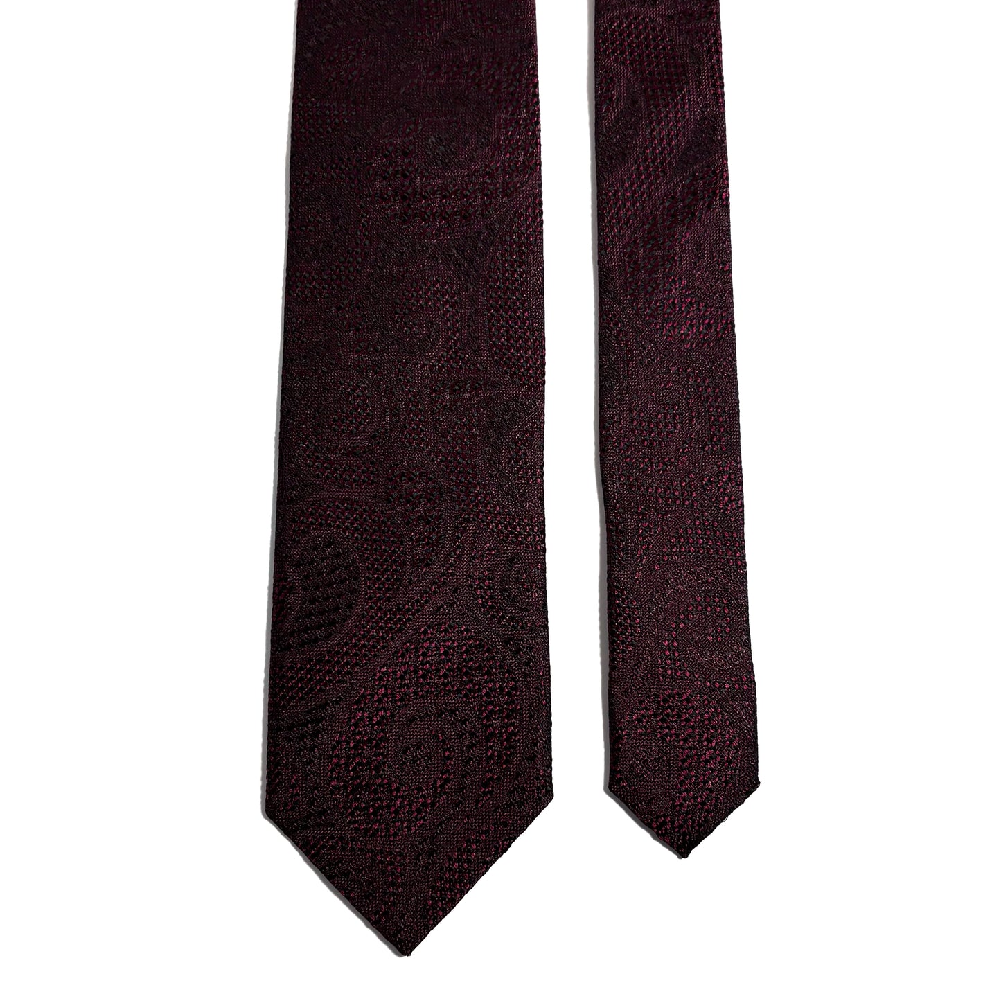 PHOENIX Burgundy Paisley Silk Grenadine Jacquard Tie