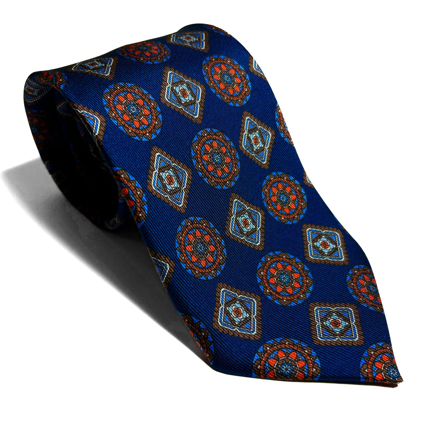 50oz Luxury Twill Royal Blue Geometric Silk Tie