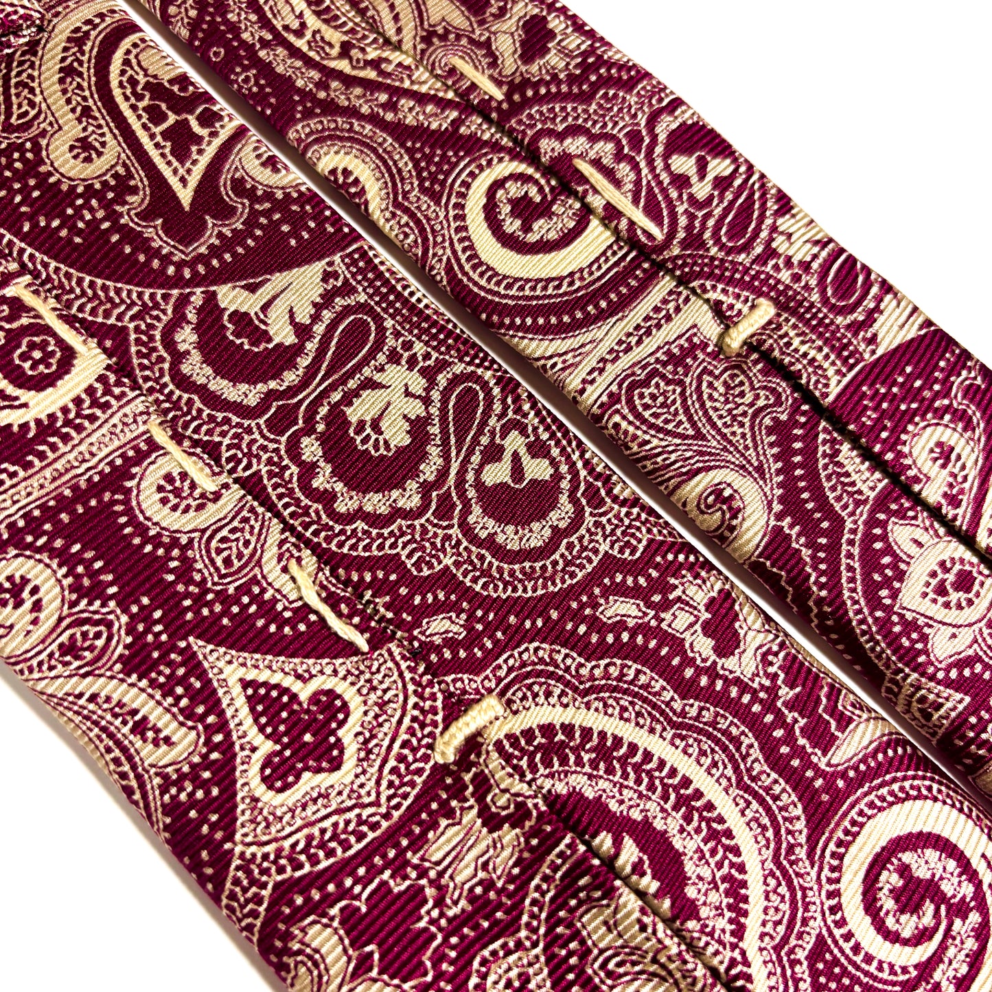 Seven Fold Burgundy & Cream Paisley Silk Tie