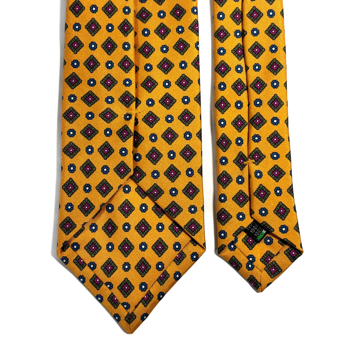 Mustard Yellow Geometric Printed 24oz Silk Twill Tie