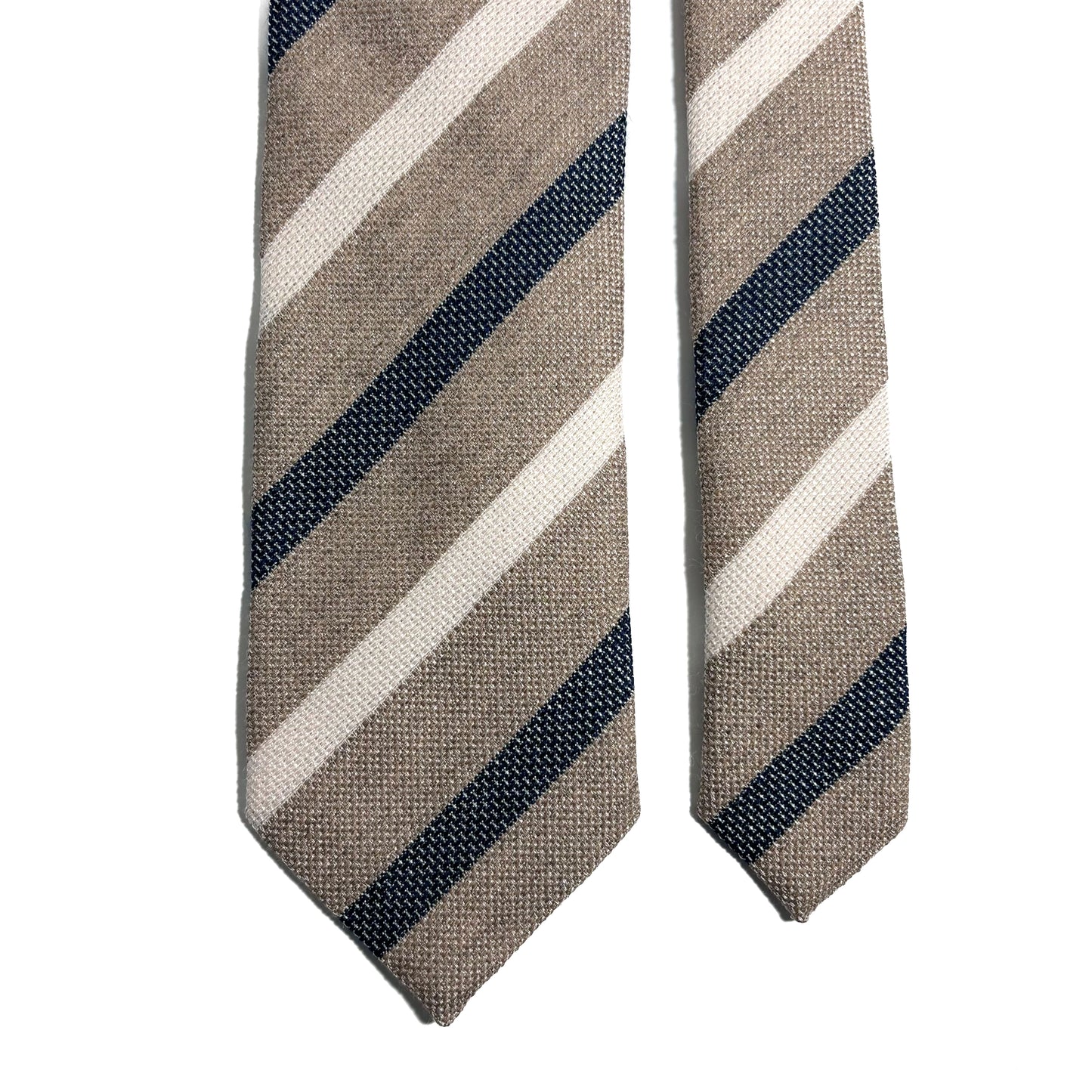 Beige Striped Silk Grenadine Tie (Garza Fina)