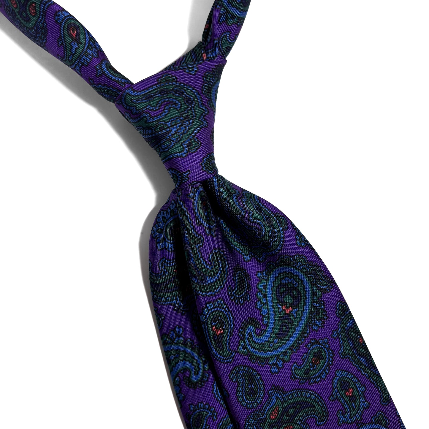Hand-Printed Purple Paisley Silk Tie