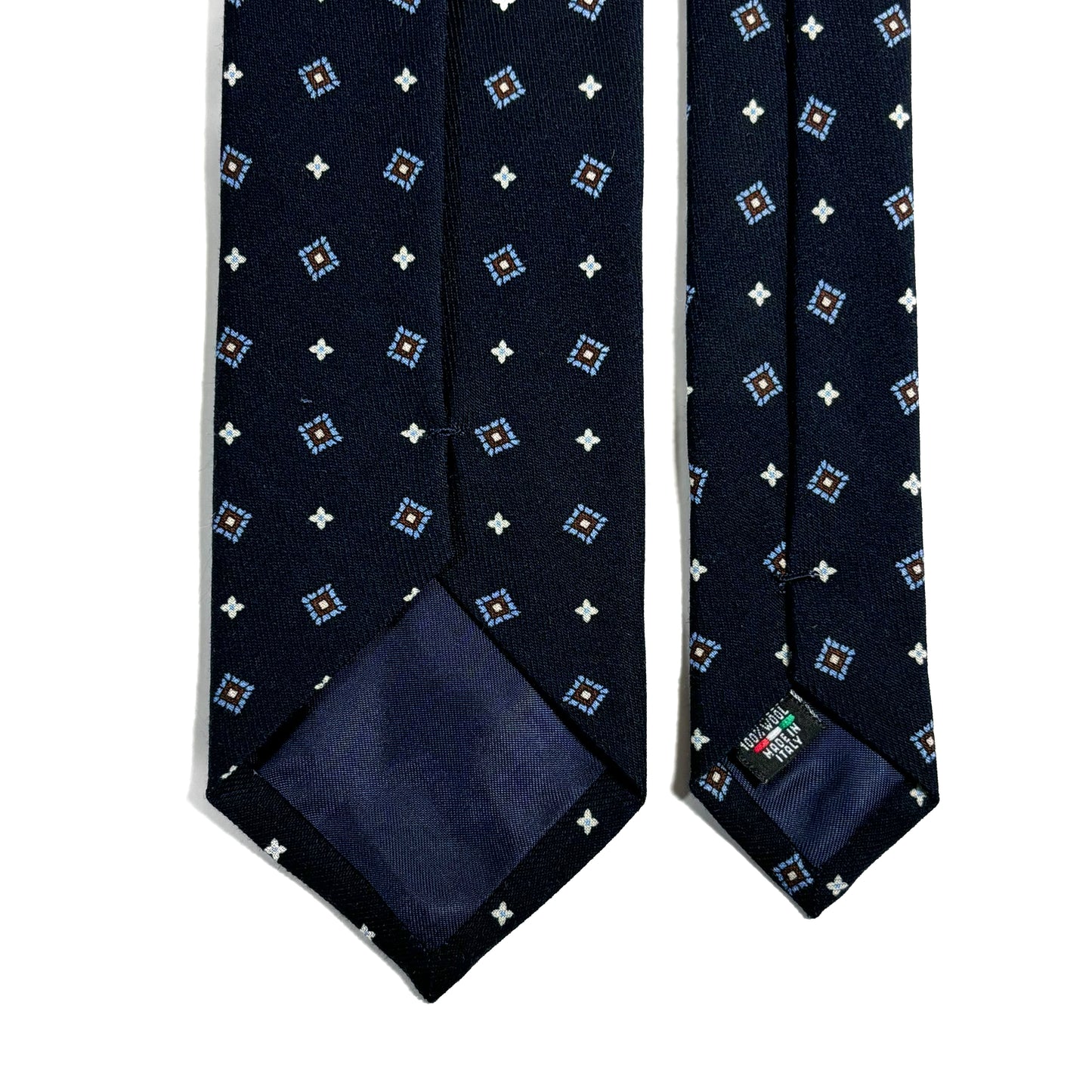 Navy Blue Small Geometric Wool Challis Tie