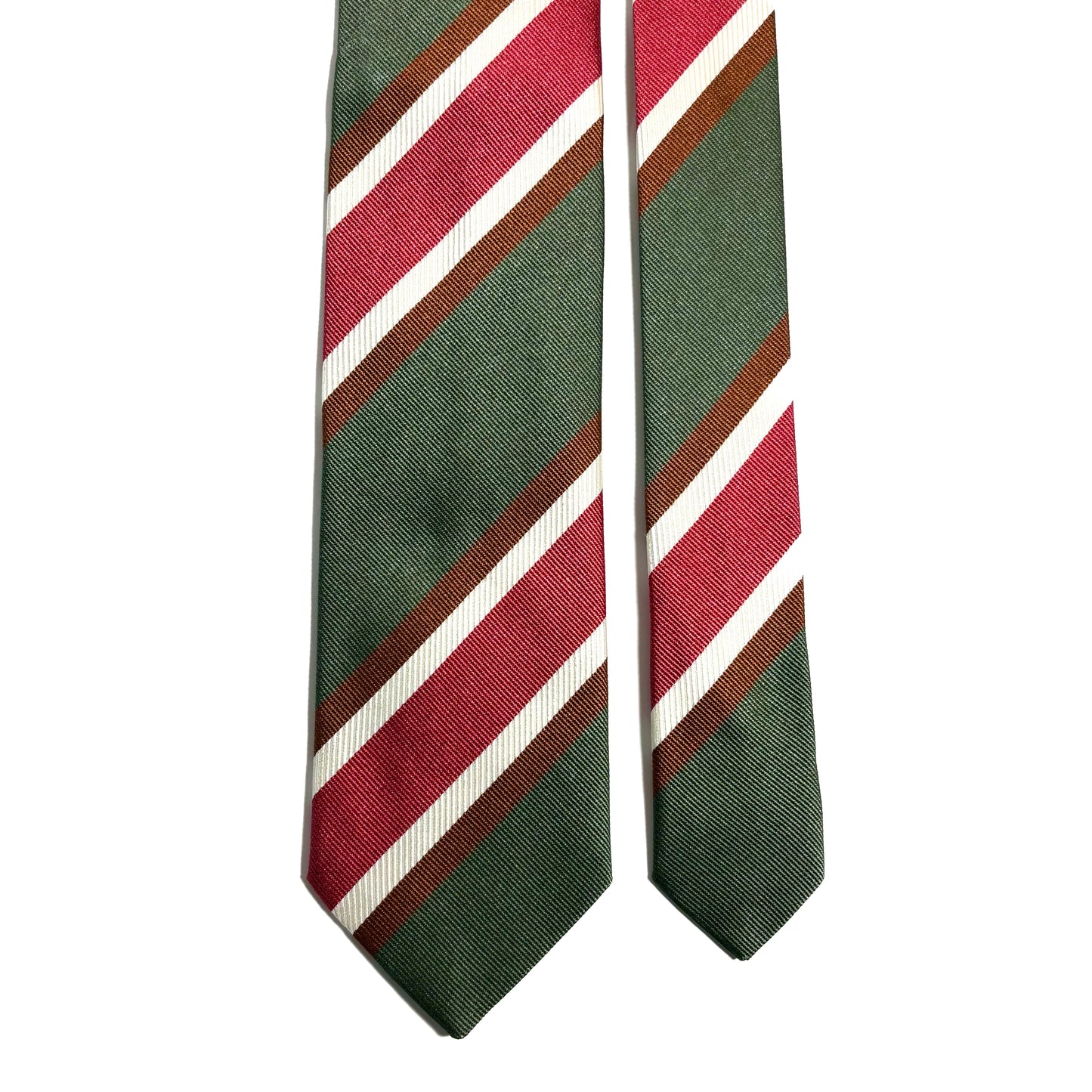 Green & Red Striped Silk Repp Tie