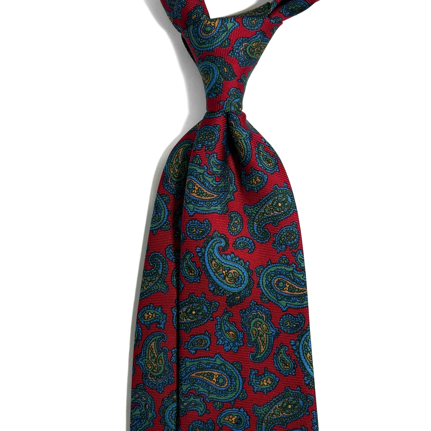 Hand-Printed Burgundy Paisley Silk Tie