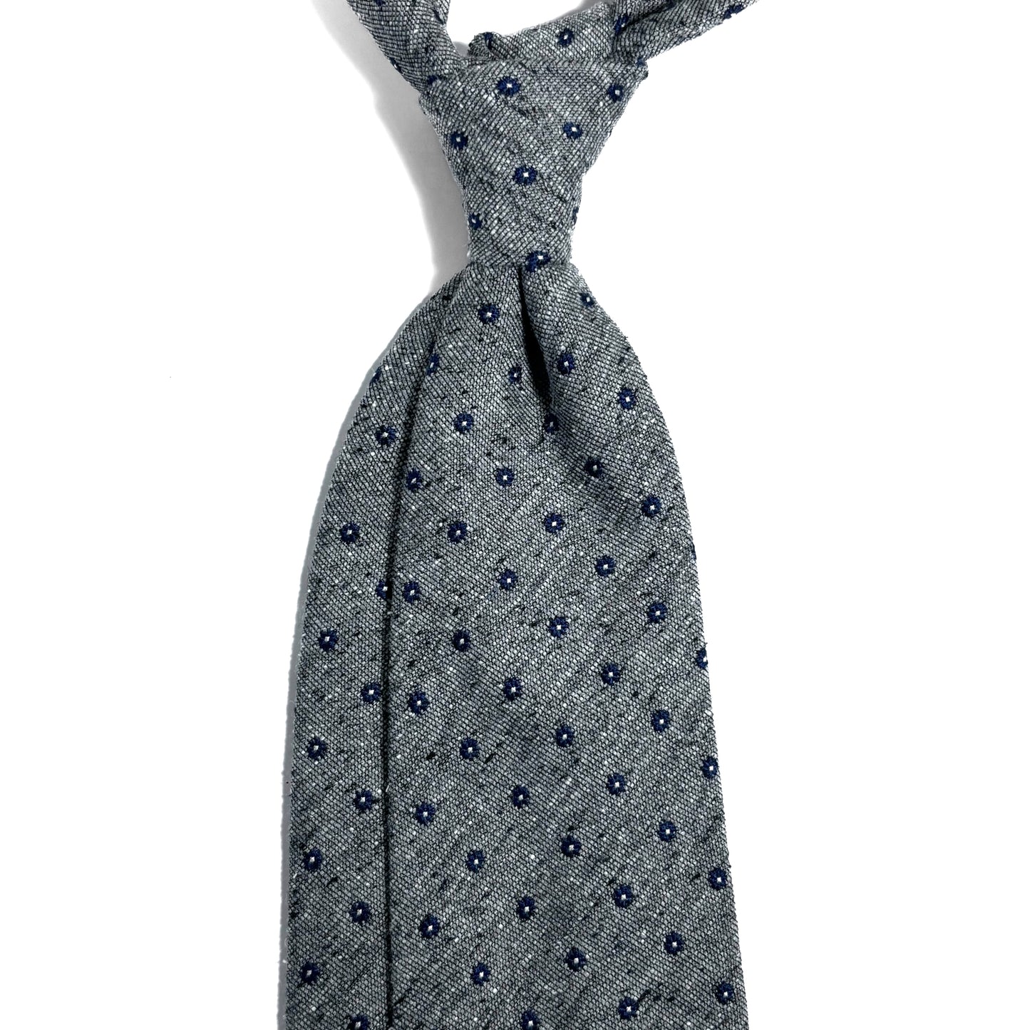 Gray Floral Wool/Silk Tie Handmade in Italy