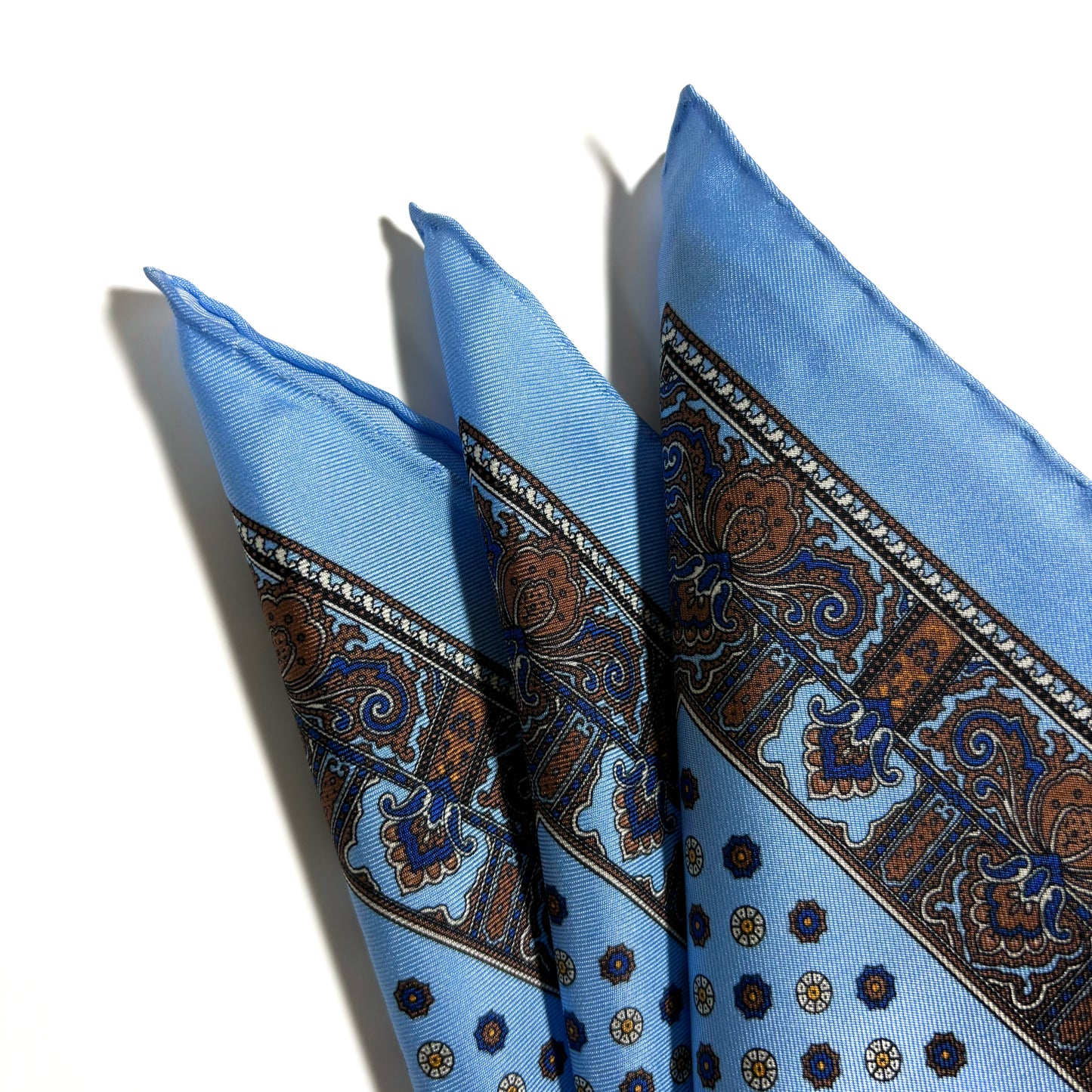 Light Blue Floral Silk Pocket Square
