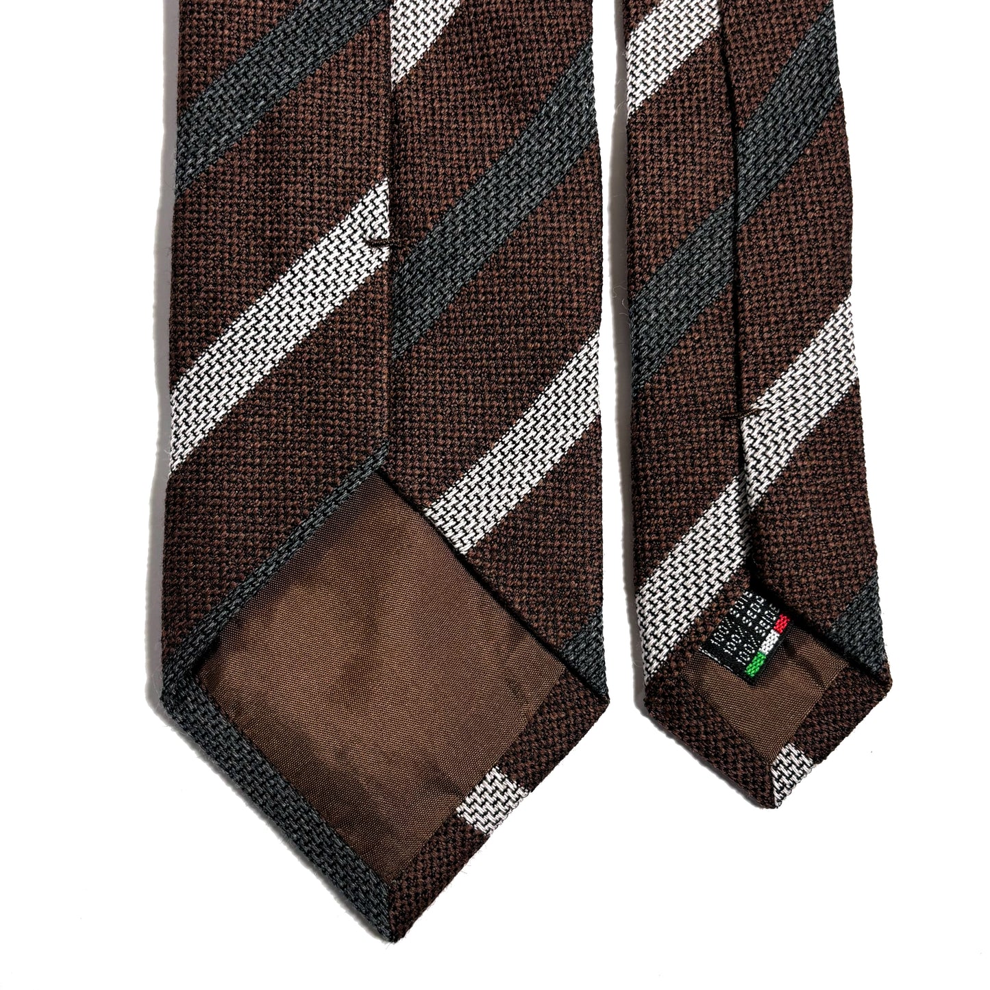 Brown Striped Silk Grenadine Tie (Garza Fina)