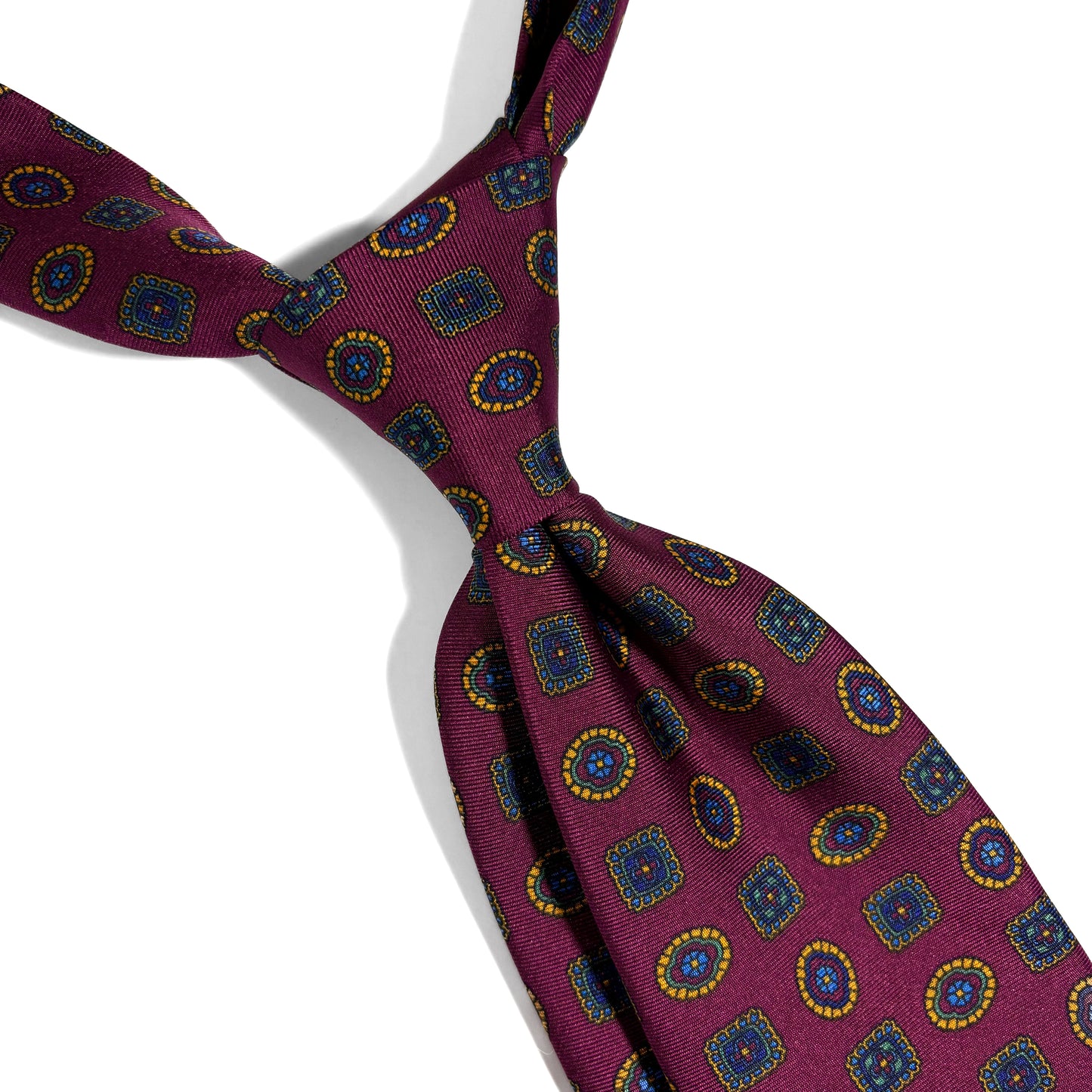 Burgundy Geometric Medallion Silk Tie