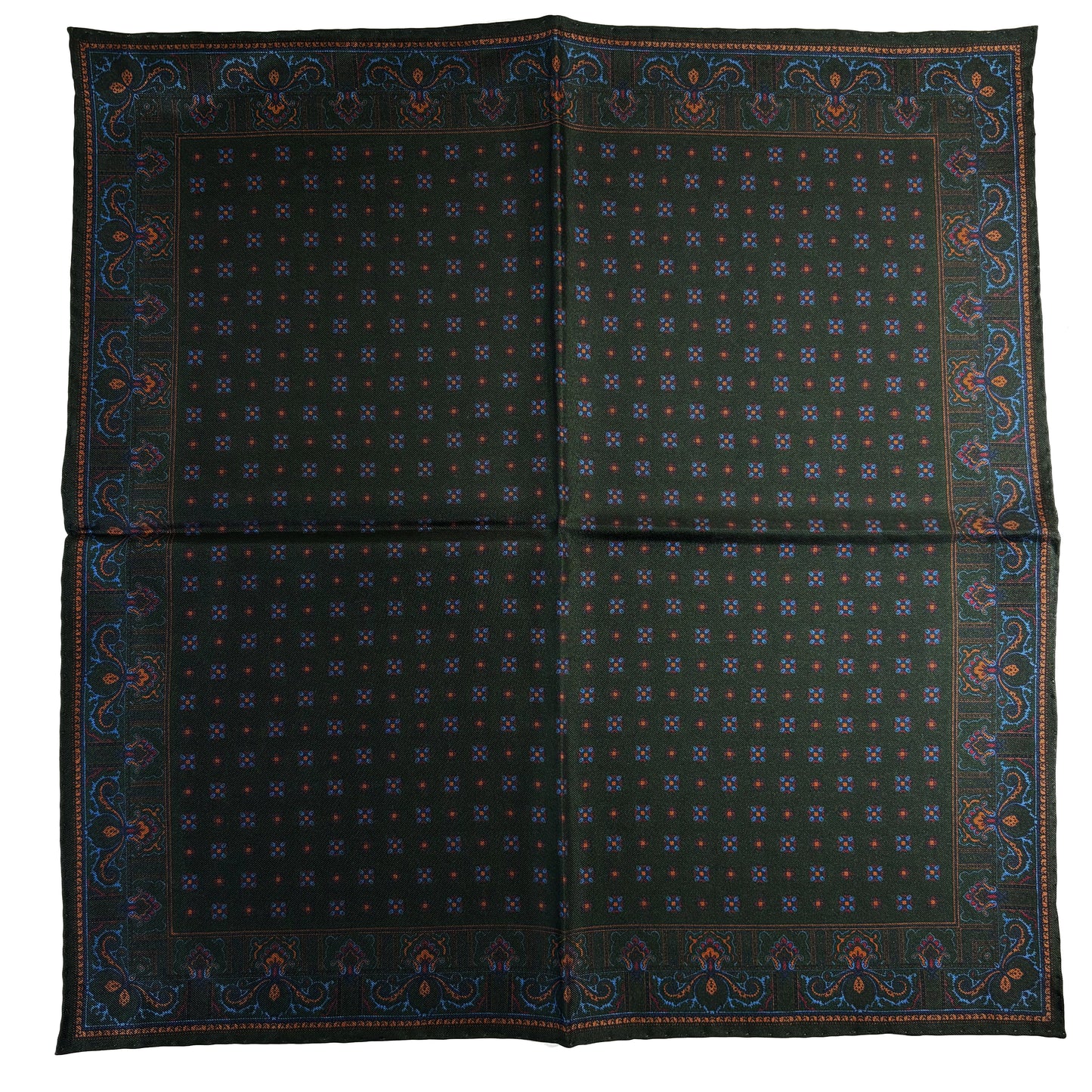 Forest Green Floral Ancient Madder Silk Pocket Square