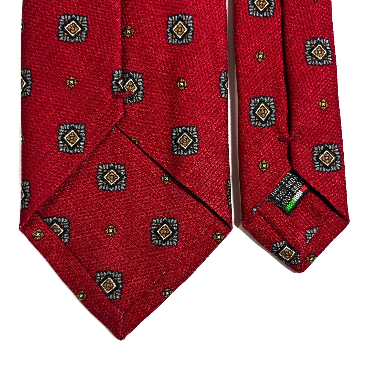 Red Foulard Printed Silk Grenadine Tie