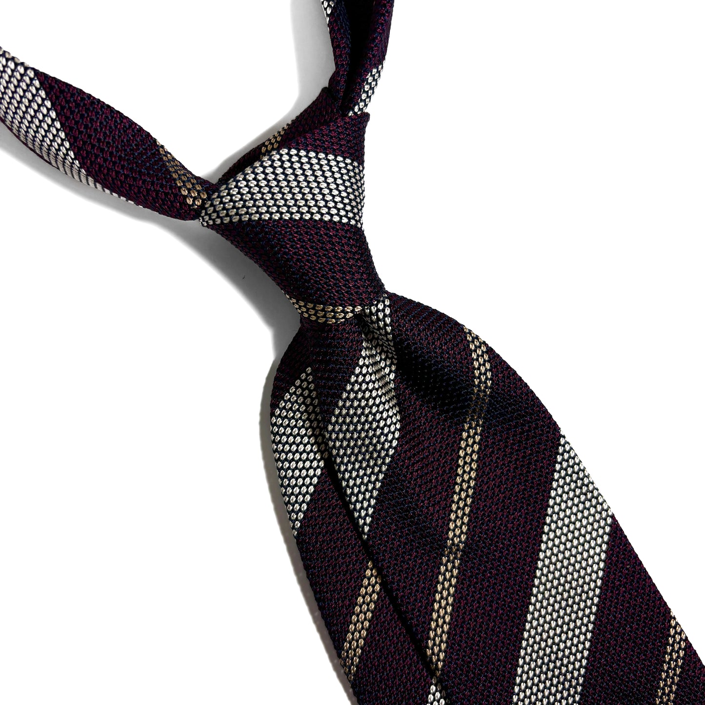 Burgundy / Silver Striped Silk Grenadine Tie