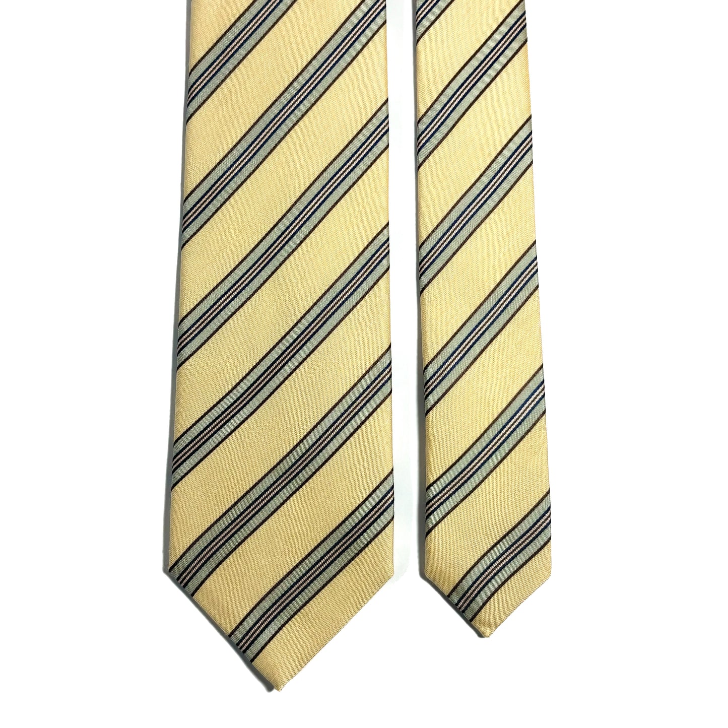 Cream Yellow Striped Silk Jacquard Tie